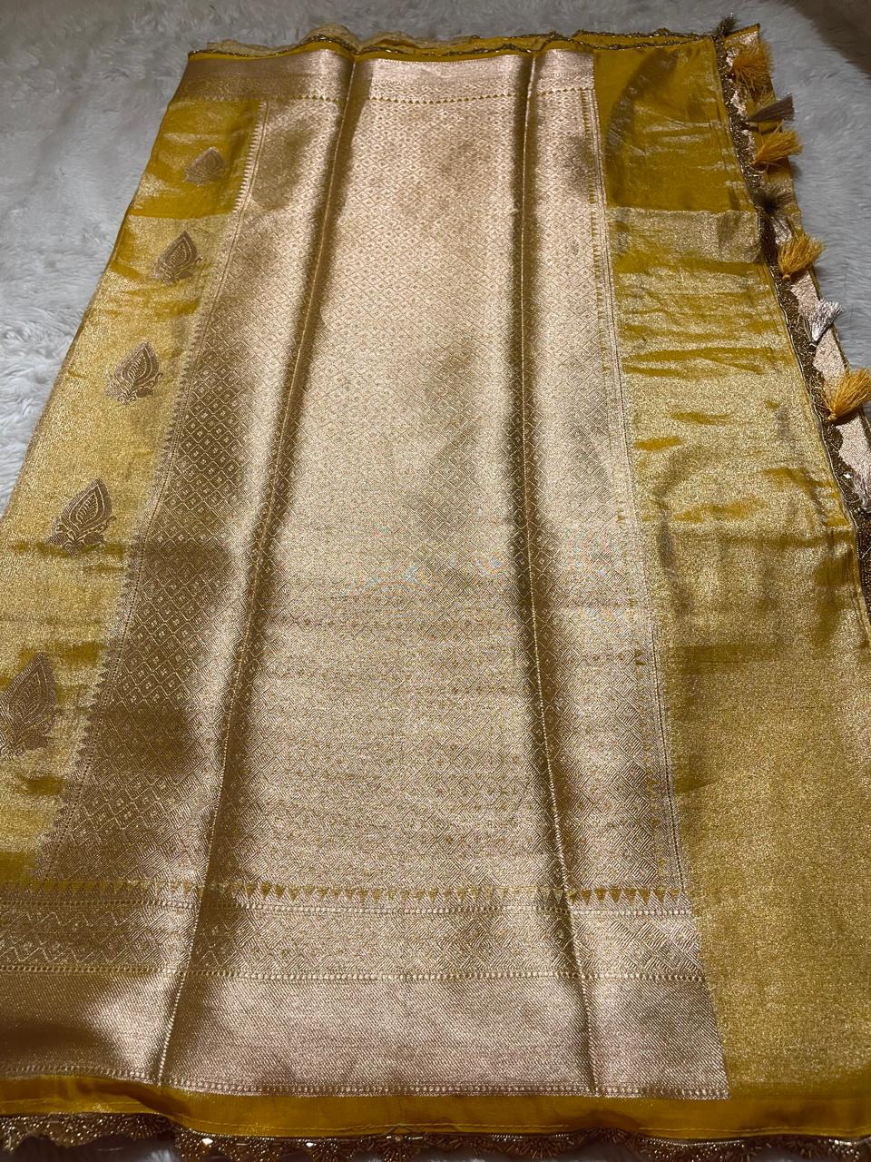 TISSUE LACE-ROYAL YELLOW GOLD 2 SAREE