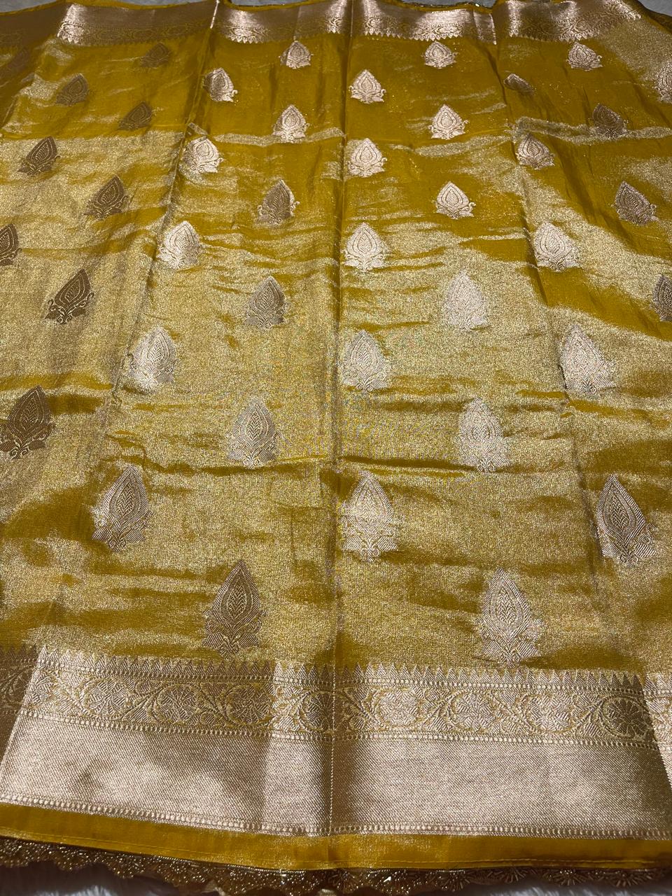 TISSUE LACE-ROYAL YELLOW GOLD 2 SAREE