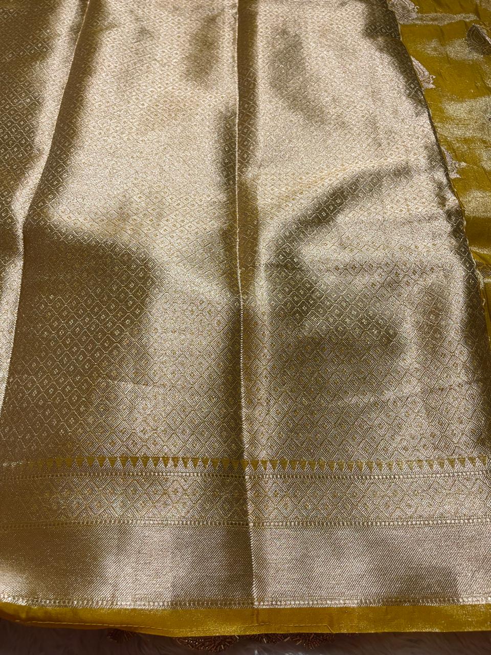 TISSUE LACE-ROYAL YELLOW GOLD 2 SAREE
