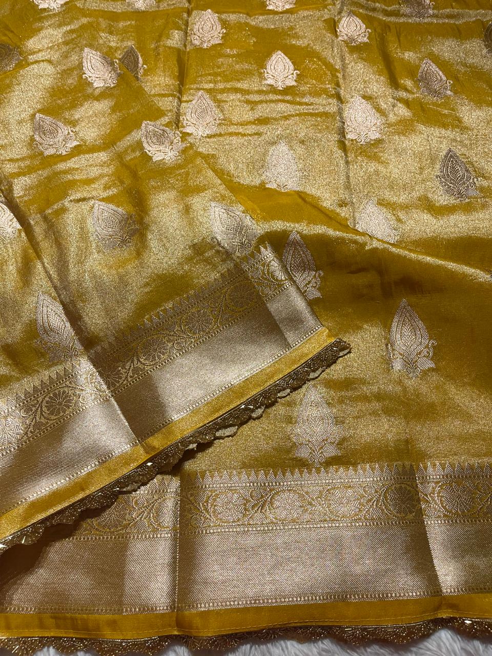 TISSUE LACE-ROYAL YELLOW GOLD 2 SAREE