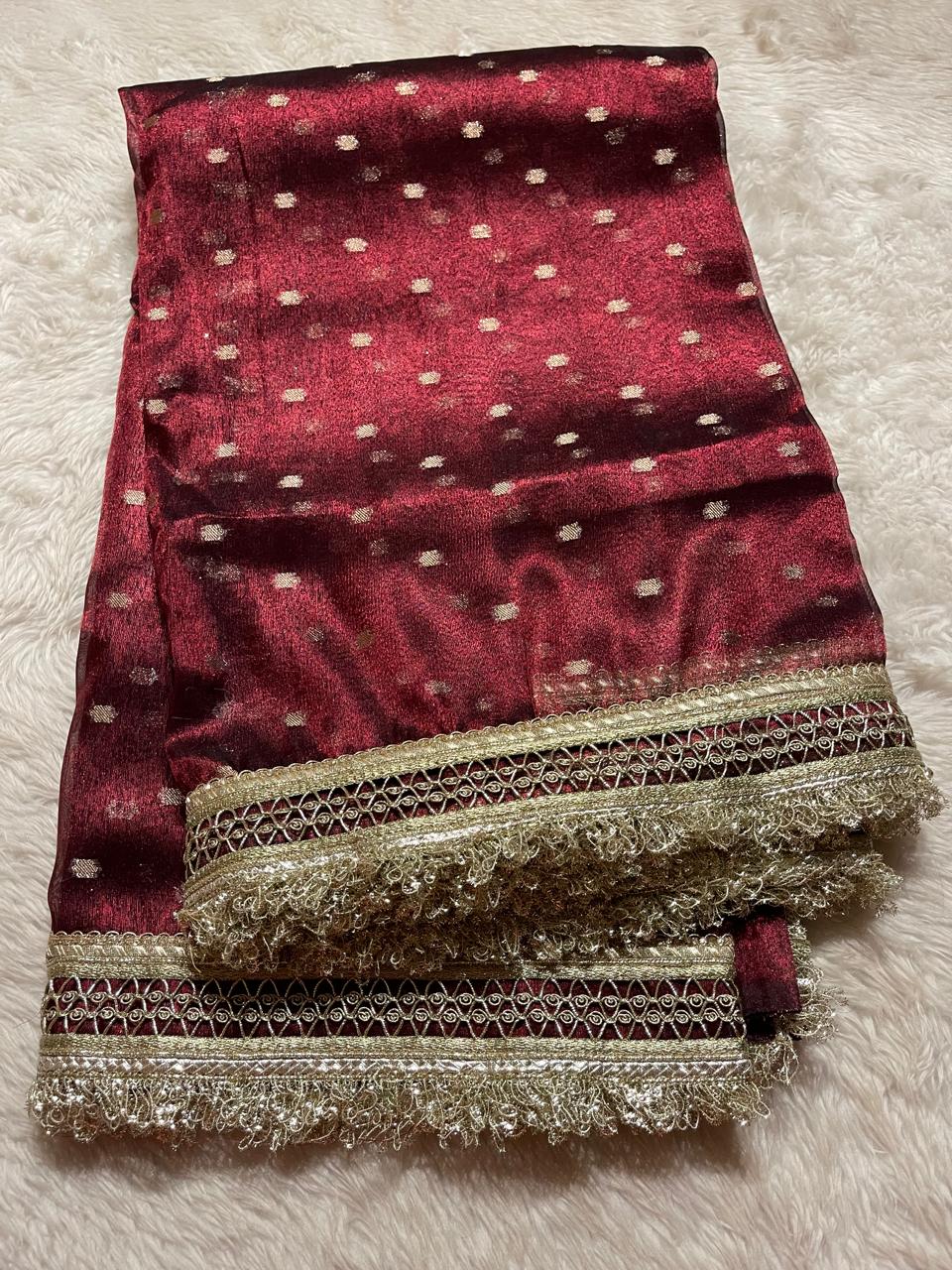 BANARASI LACE-MAROON DUAL TONE