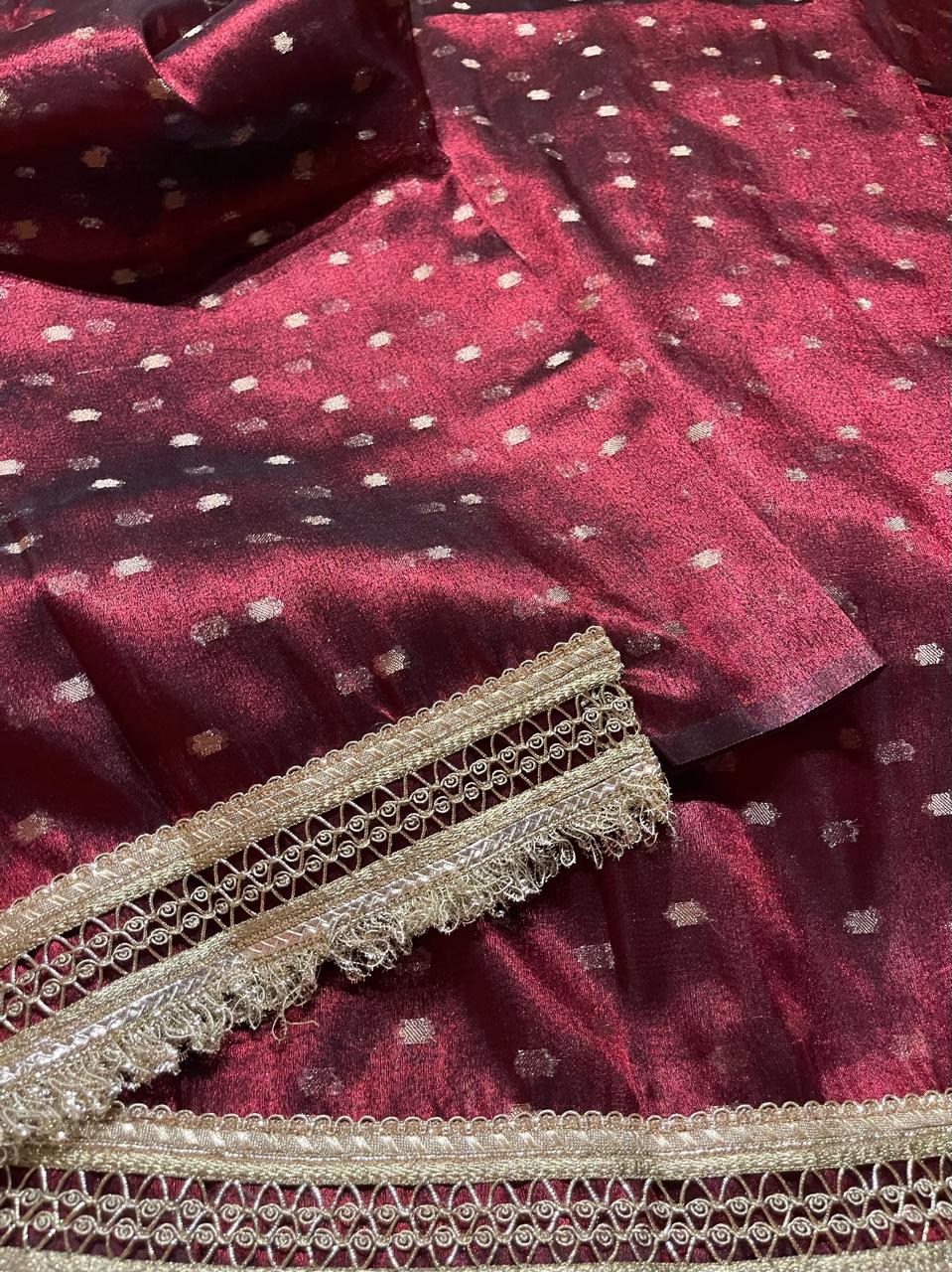 BANARASI LACE-MAROON DUAL TONE