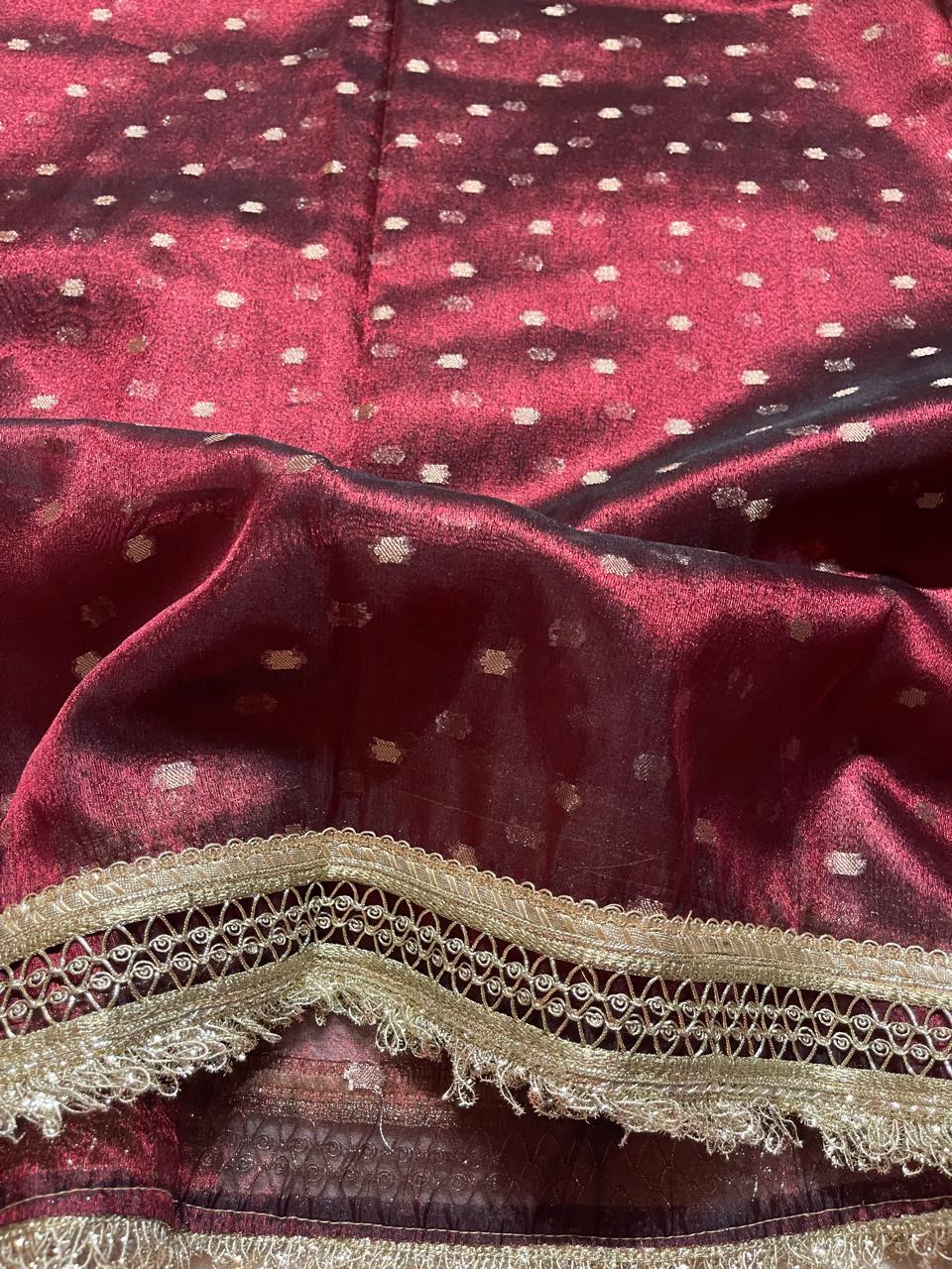 BANARASI LACE-MAROON DUAL TONE