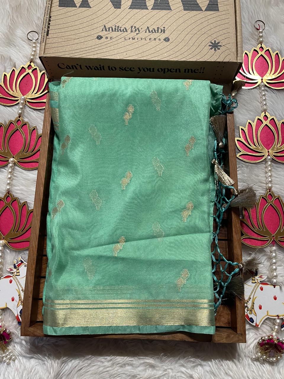 DHISHA-SEAFOAM GREEN SAREE