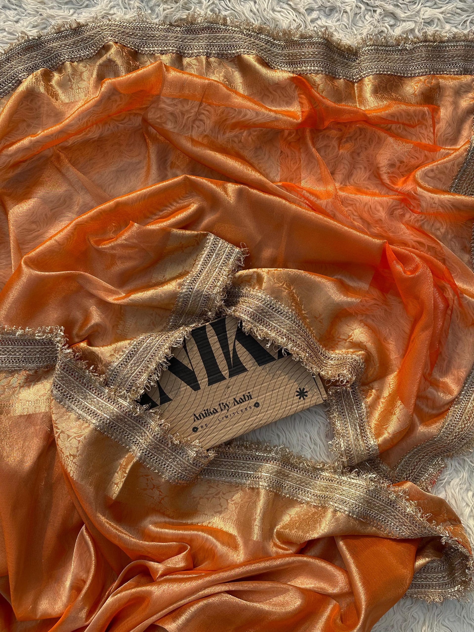 TISSUE LUXE-ORANGE SAREE