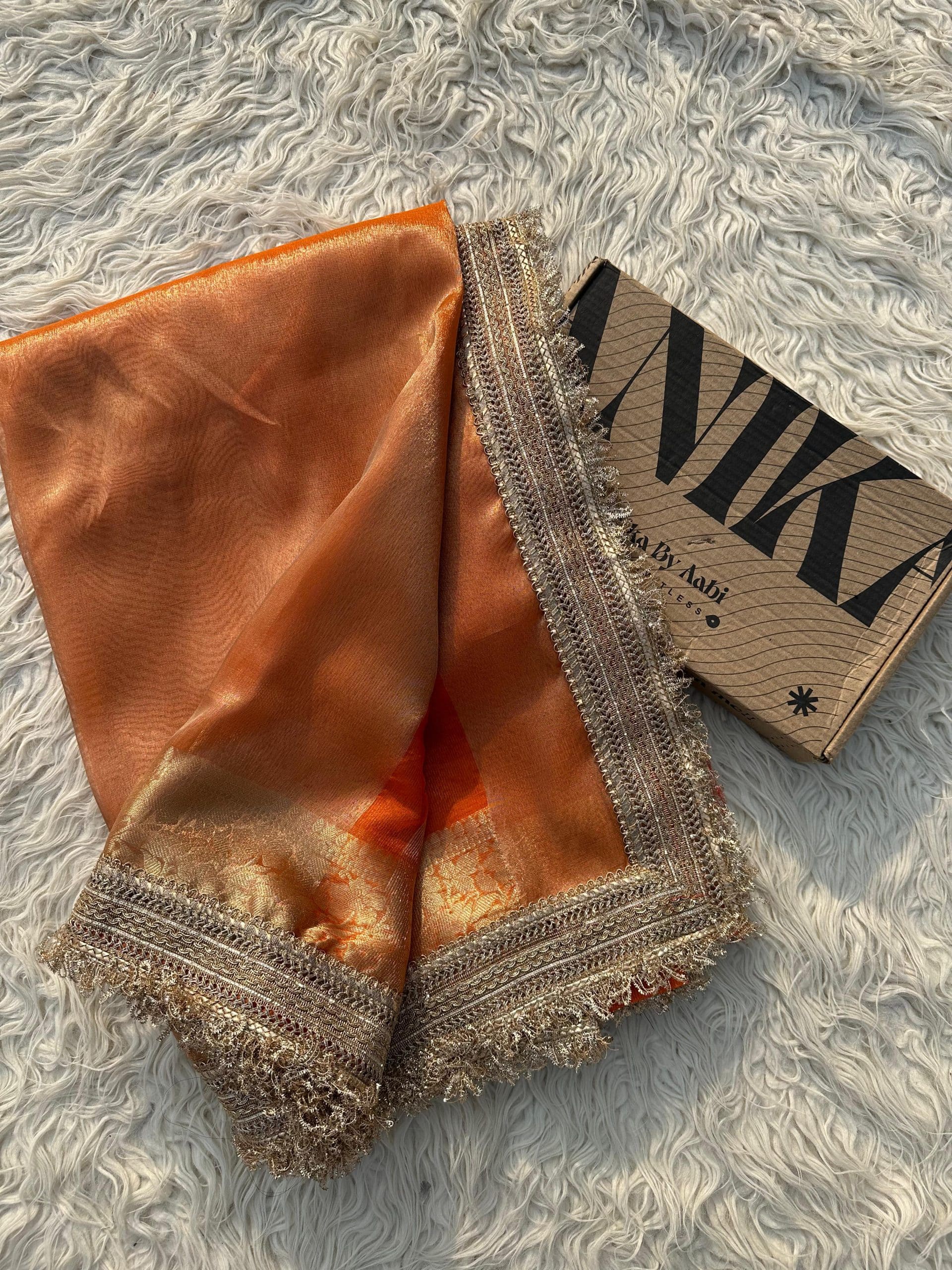 TISSUE LUXE-ORANGE SAREE
