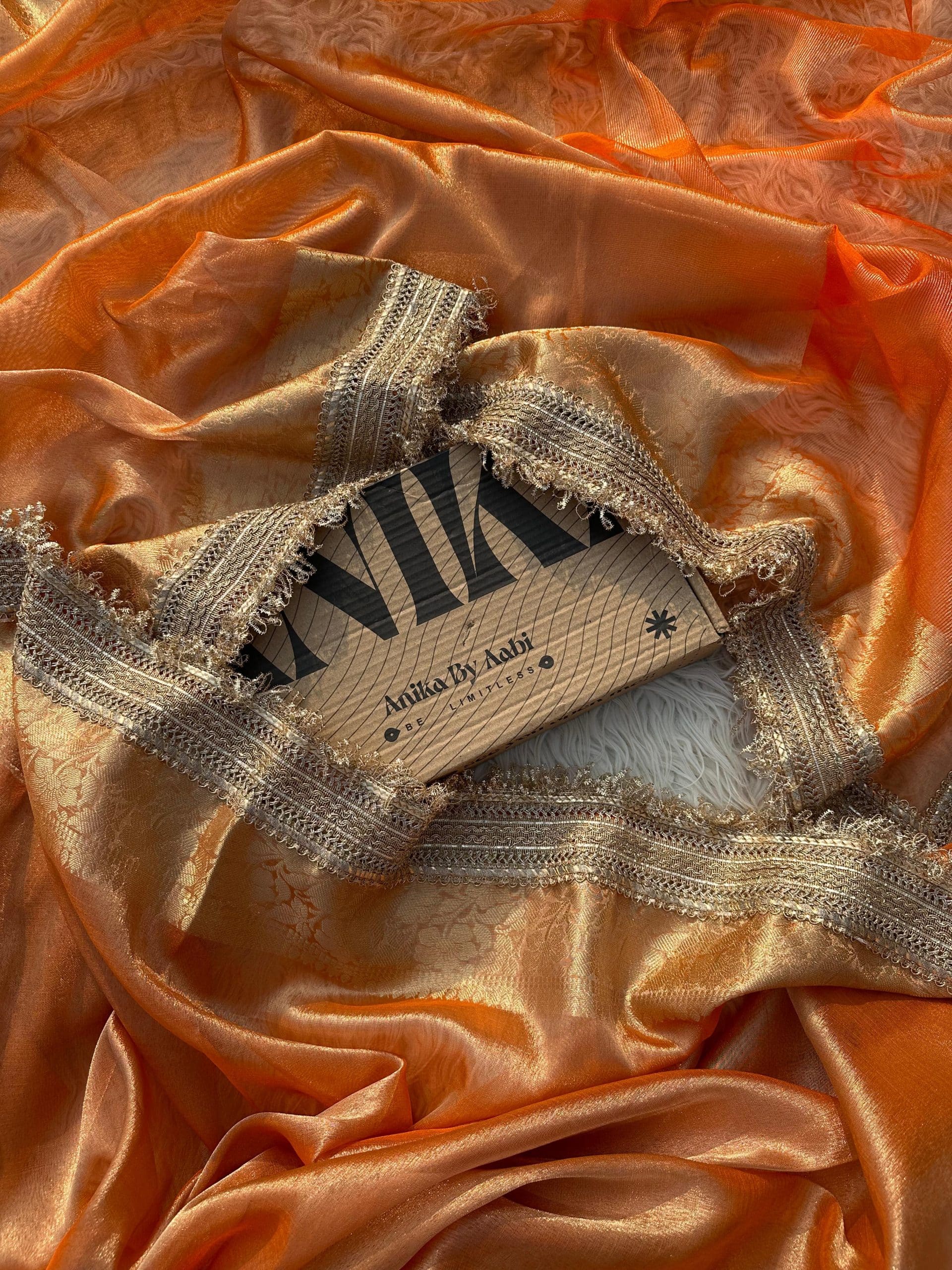 TISSUE LUXE-ORANGE SAREE