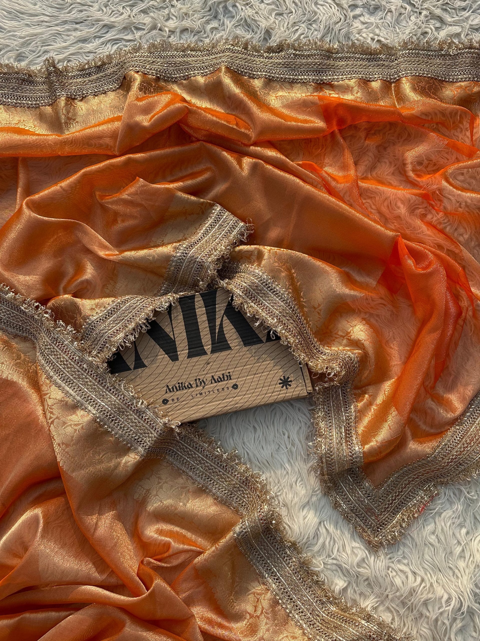TISSUE LUXE-ORANGE SAREE