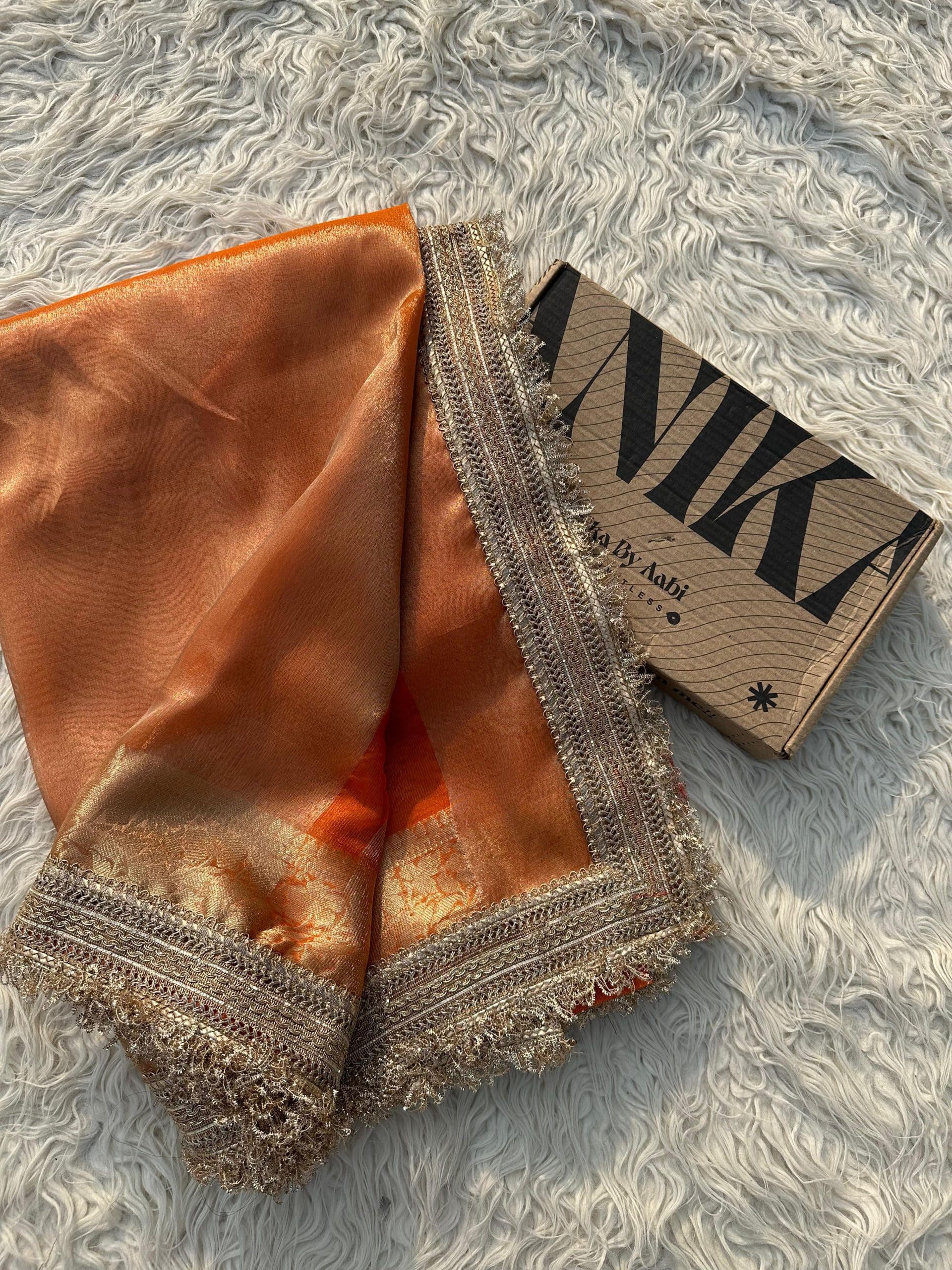TISSUE LUXE-ORANGE SAREE