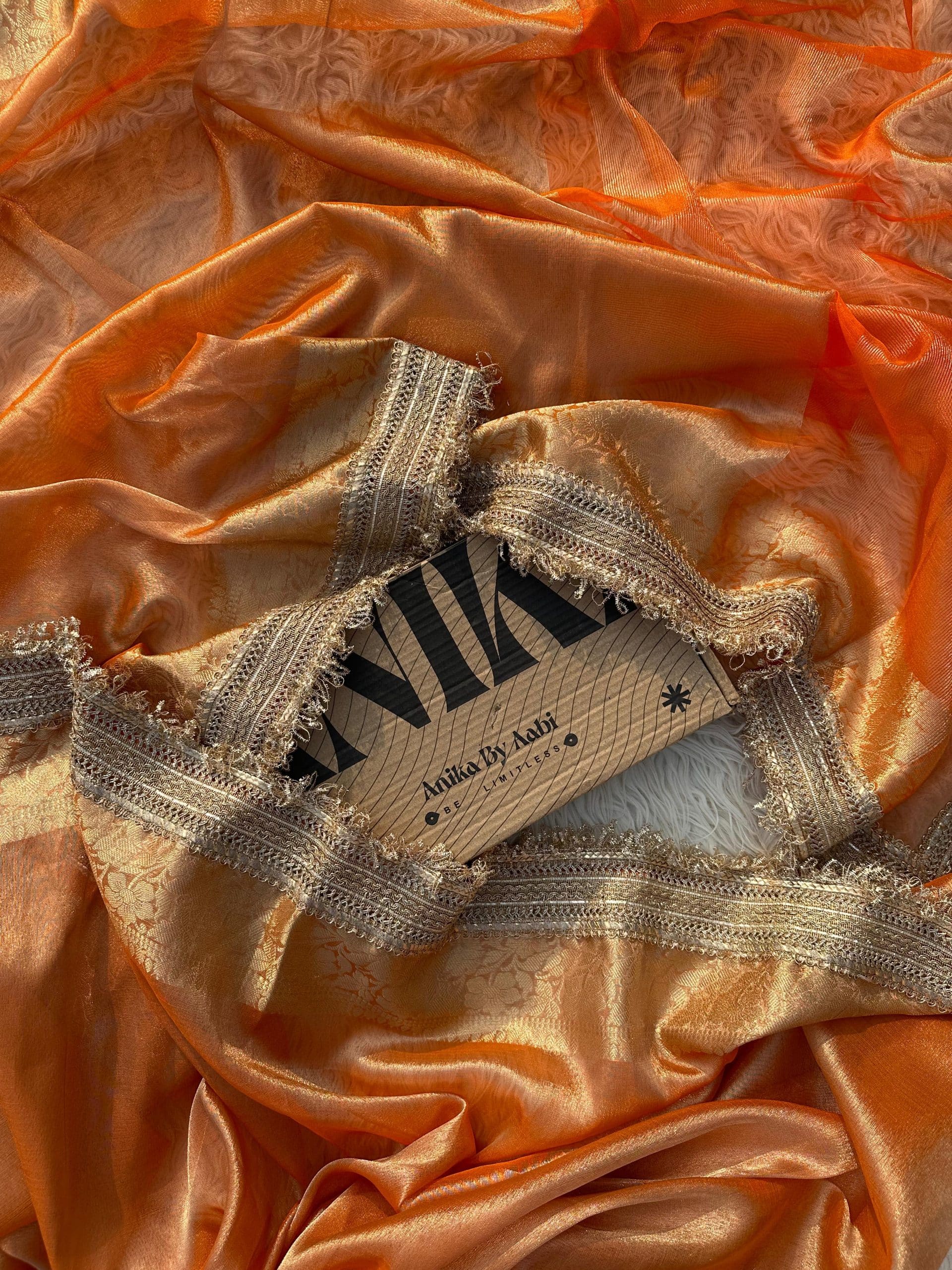 TISSUE LUXE-ORANGE SAREE