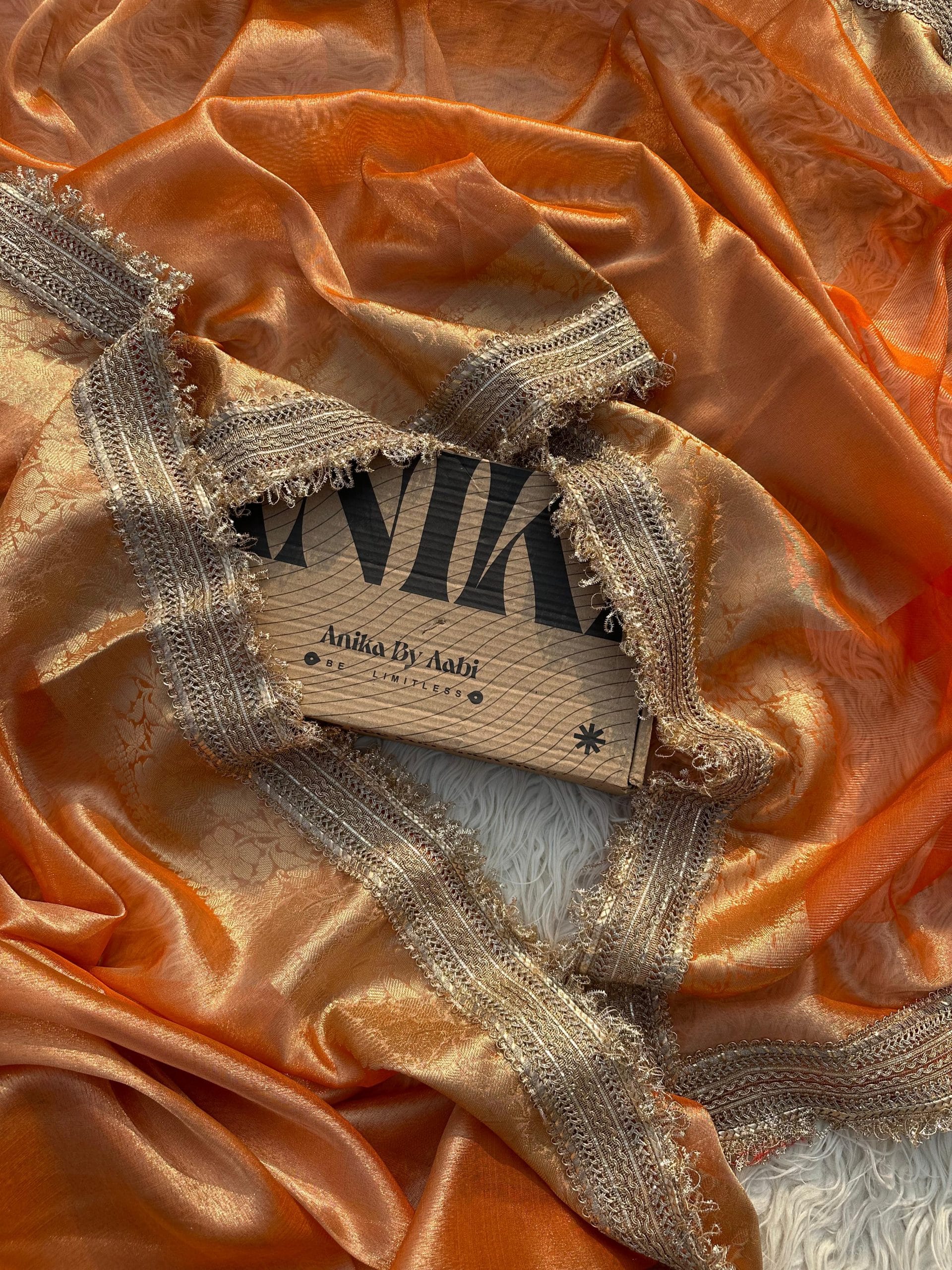 TISSUE LUXE-ORANGE SAREE
