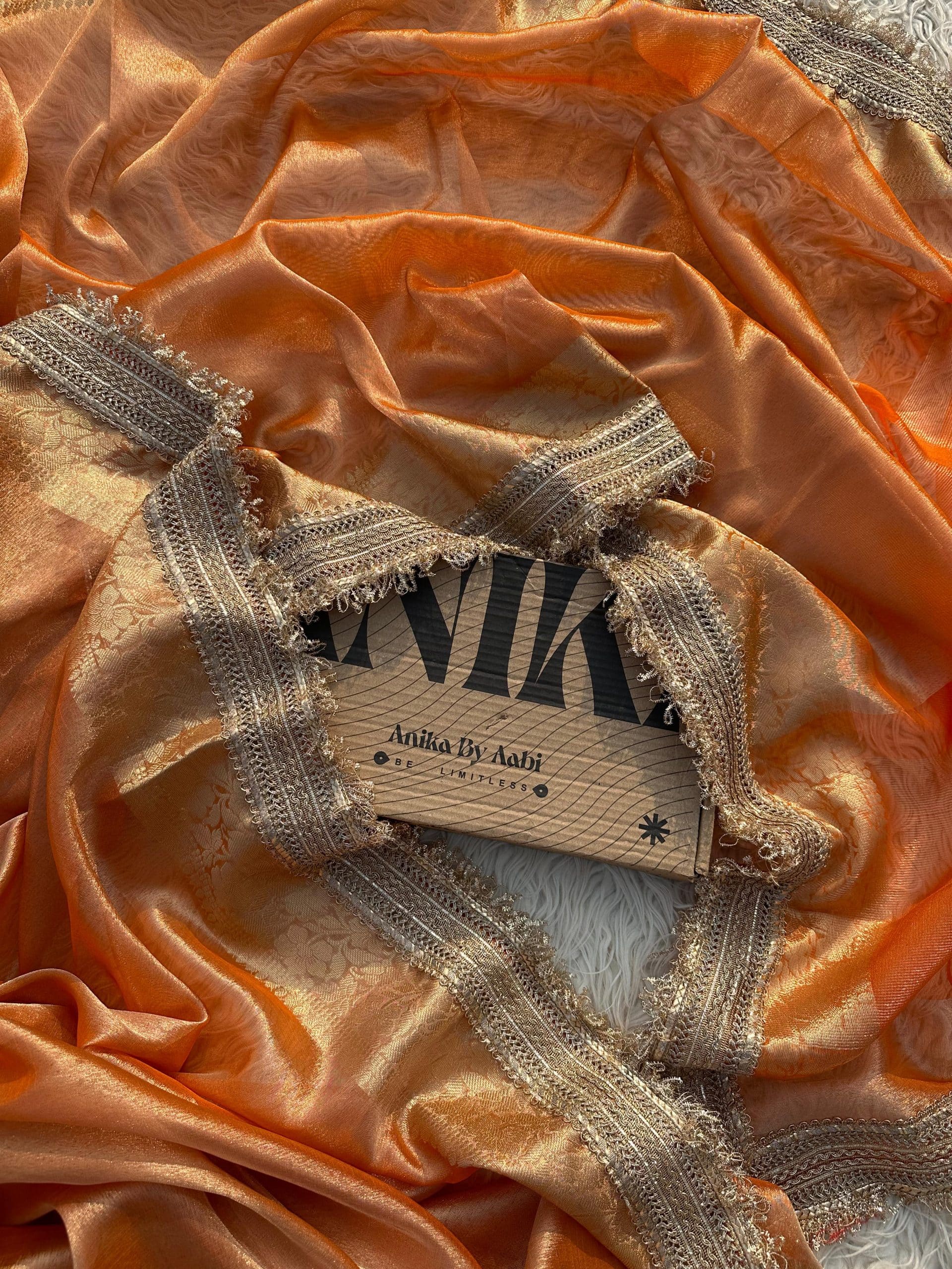 TISSUE LUXE-ORANGE SAREE