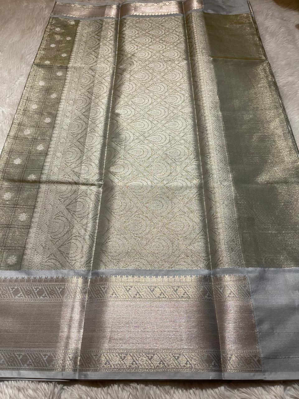 SWAGATH CHECKS - PASTEL GREEN GRAY SAREE
