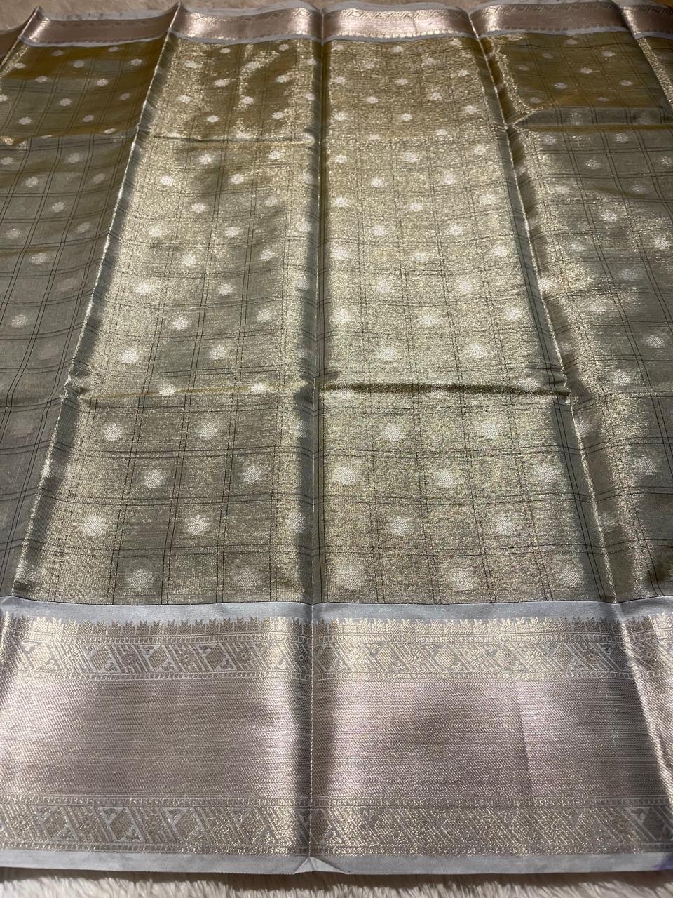 SWAGATH CHECKS - PASTEL GREEN GRAY SAREE