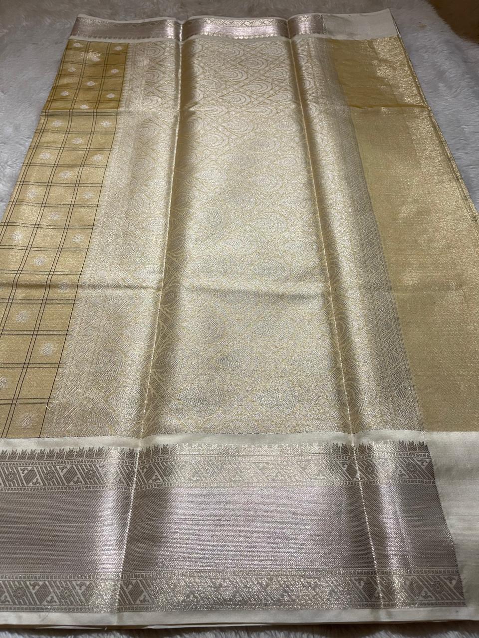 SWAGATH CHECKS-BEIGE YELLOW SAREE