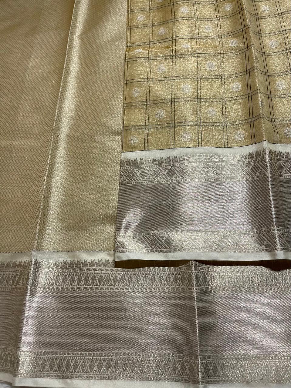 SWAGATH CHECKS-BEIGE YELLOW SAREE