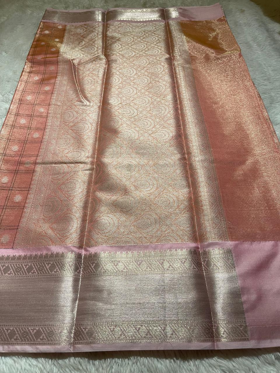 SWAGATH CHECKS-PASTEL PINK SAREE