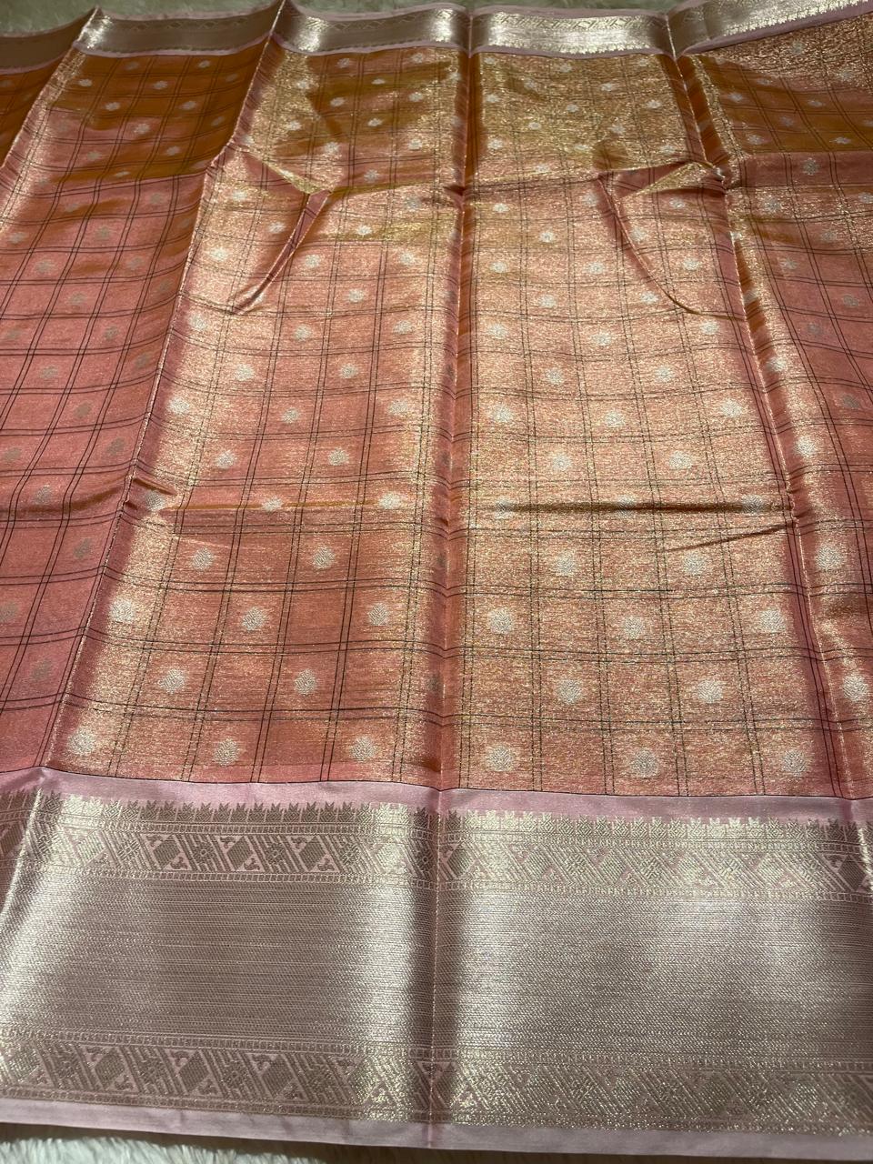 SWAGATH CHECKS-PASTEL PINK SAREE