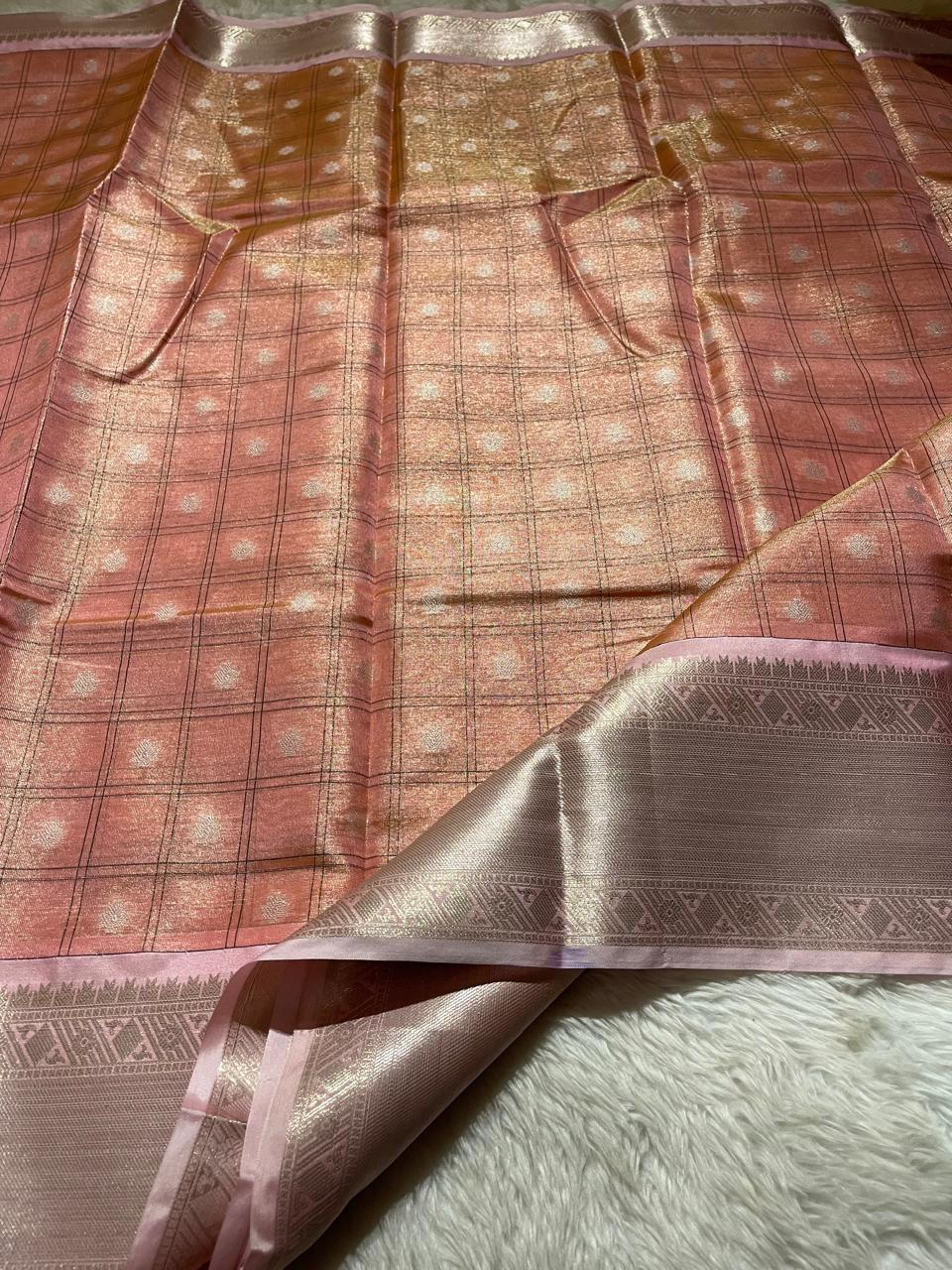 SWAGATH CHECKS-PASTEL PINK SAREE