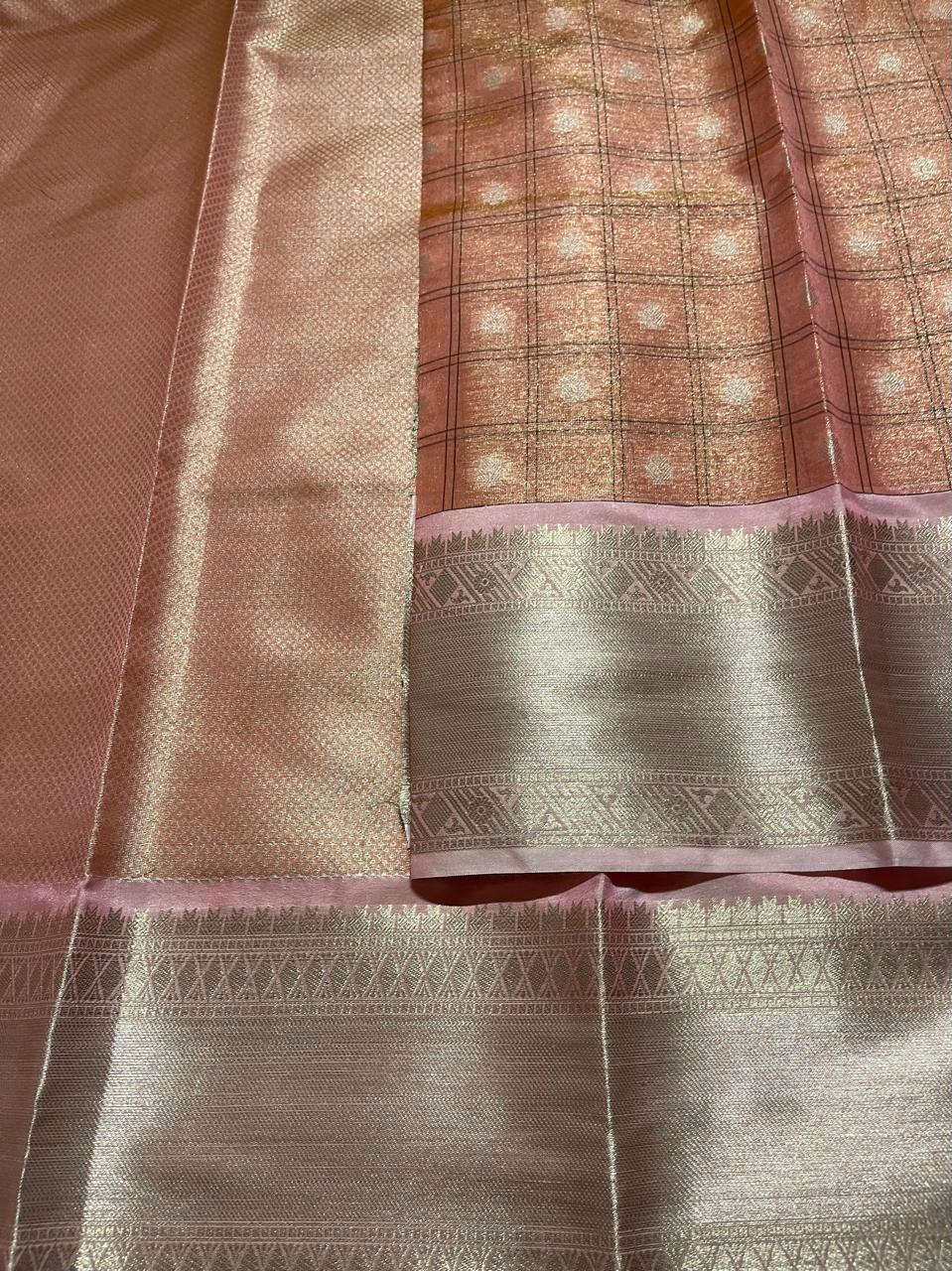SWAGATH CHECKS-PASTEL PINK SAREE