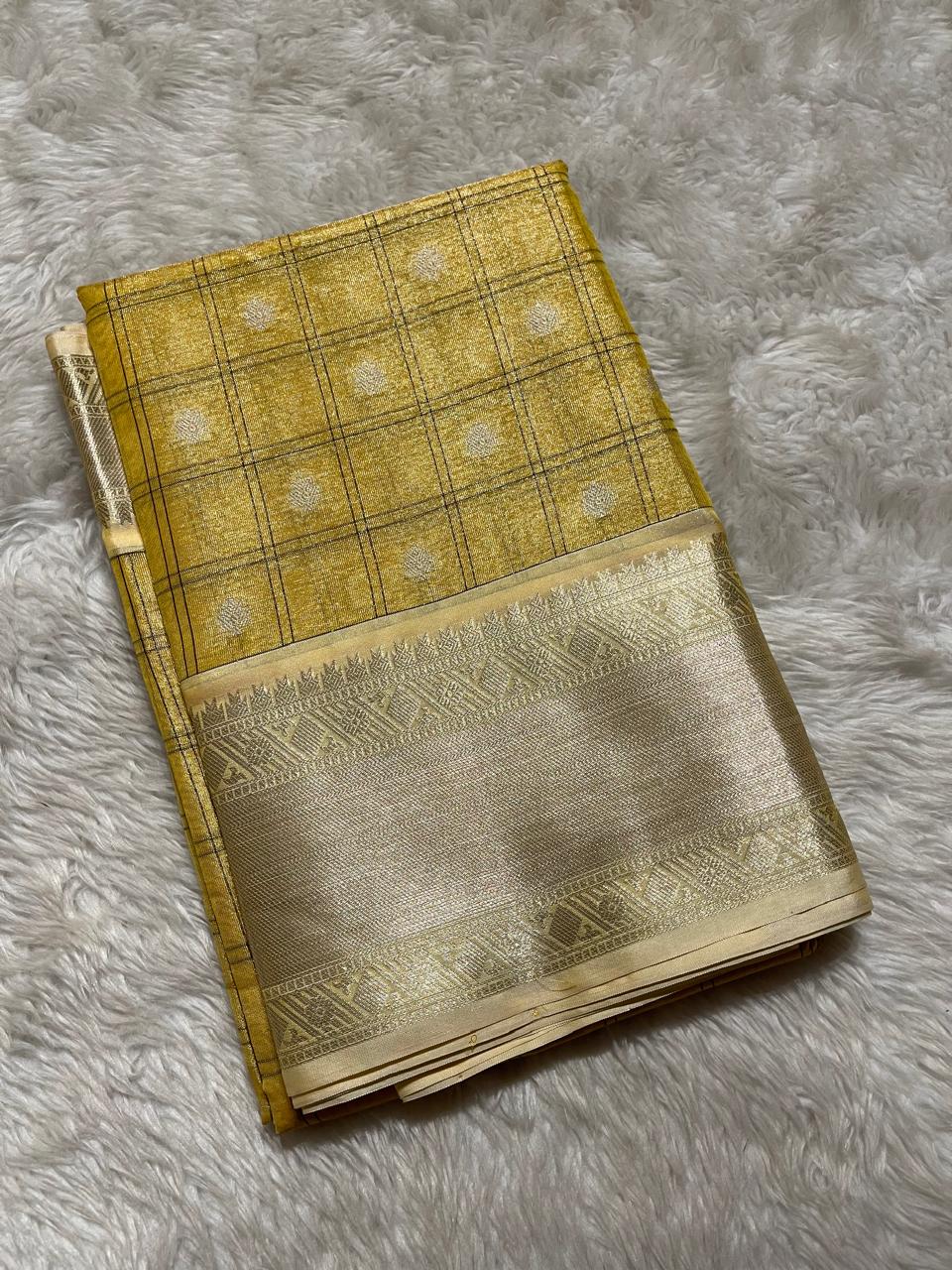 SWAGATH CHECKS-MANGO YELLOW SAREE