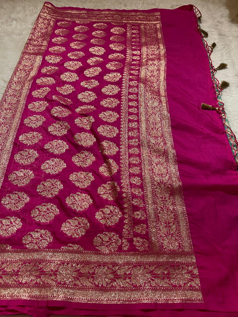 SITA GEORGETTE - TEAL PINK SAREE
