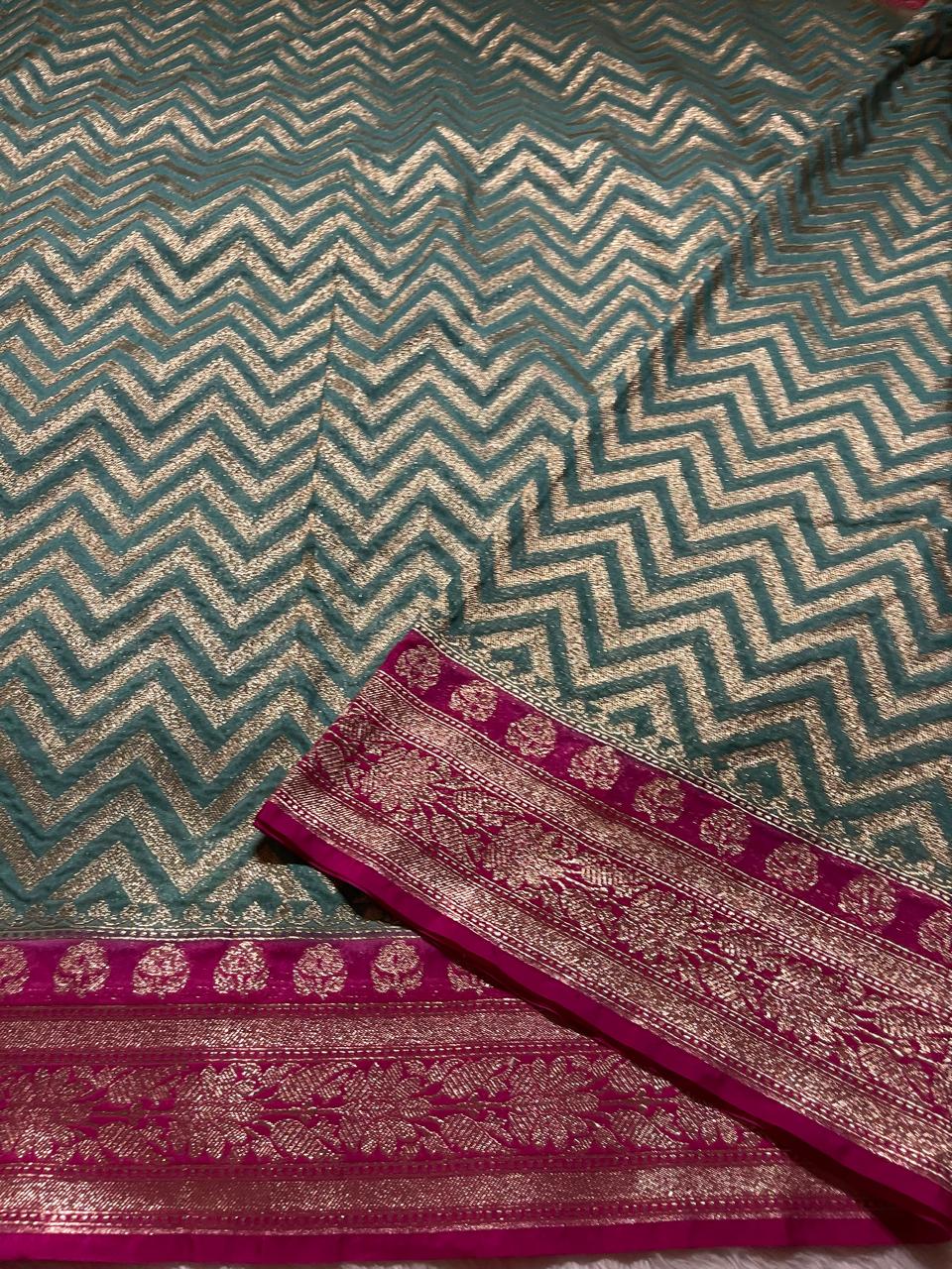 SITA GEORGETTE - TEAL PINK SAREE