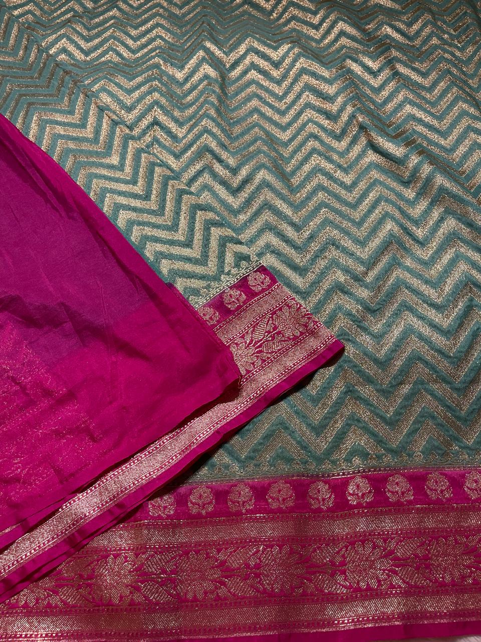 SITA GEORGETTE - TEAL PINK SAREE