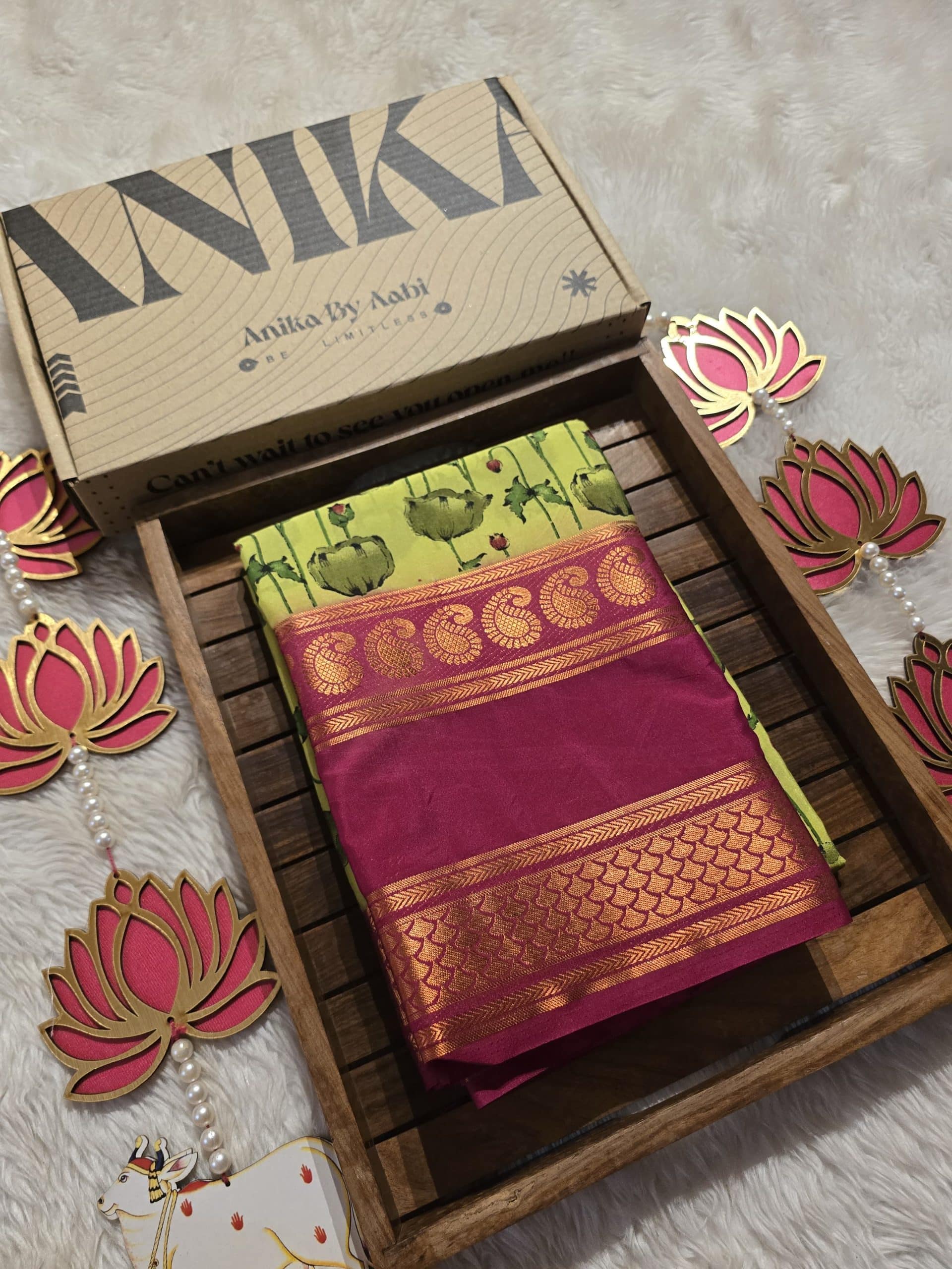 MYSORE FLORAL-GREEN DUAL TONE SAREE
