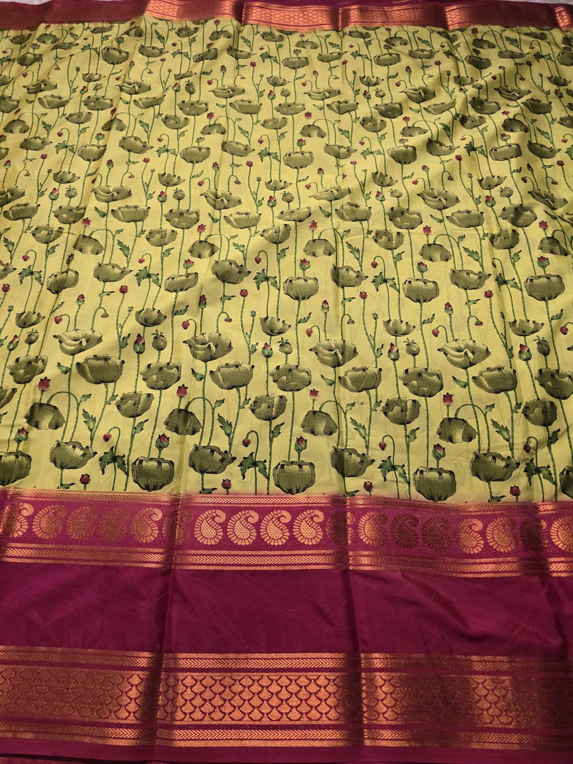 MYSORE FLORAL-GREEN DUAL TONE SAREE