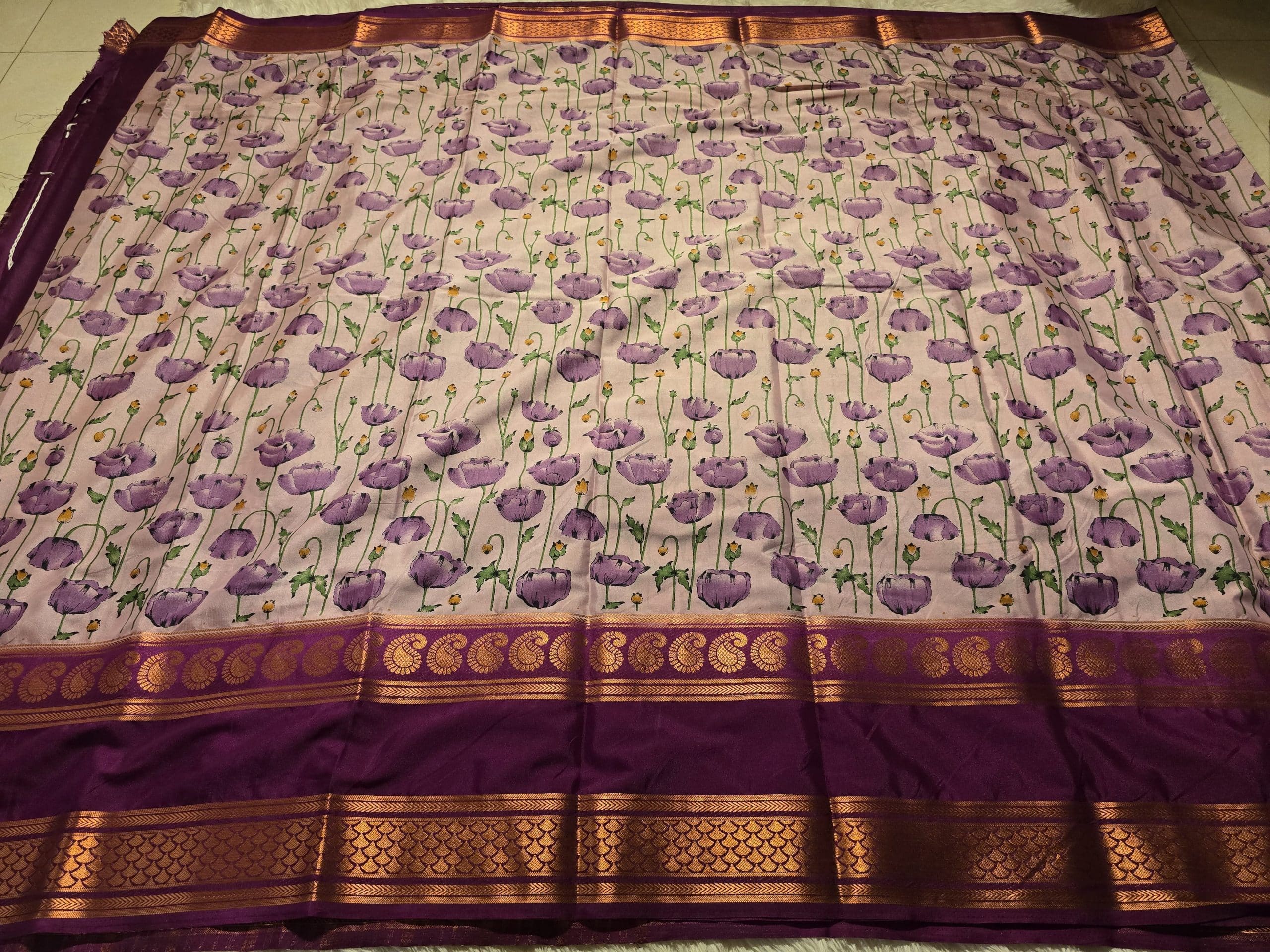 MYSORE FLORAL-PURPLE DUAL TONE SAREE