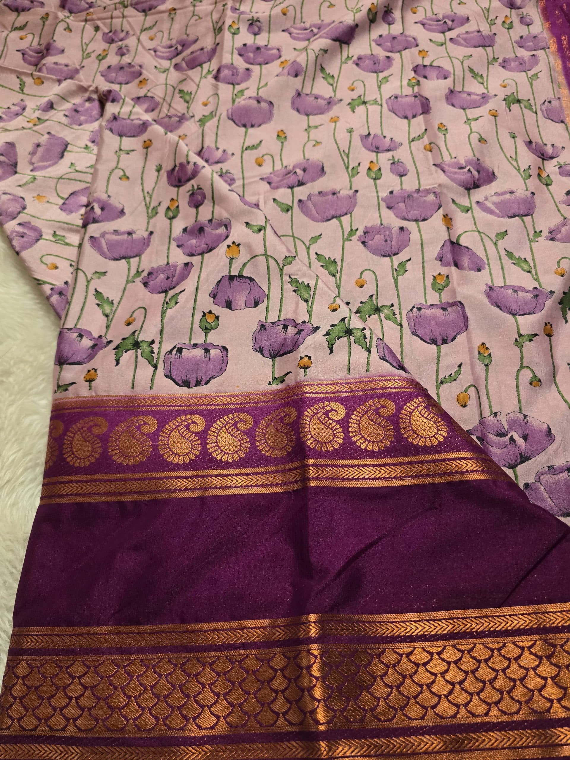 MYSORE FLORAL-PURPLE DUAL TONE SAREE