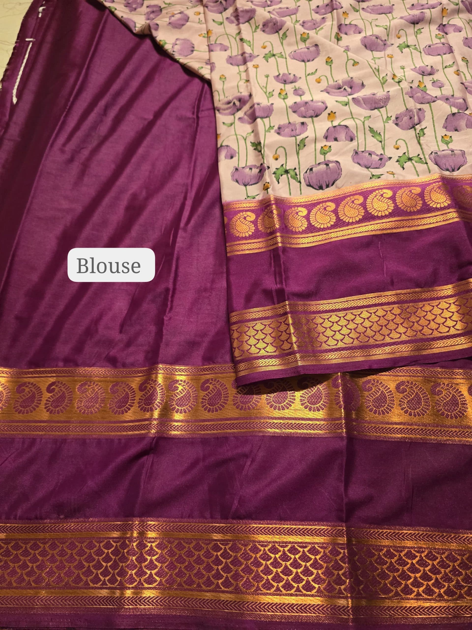 MYSORE FLORAL-PURPLE DUAL TONE SAREE