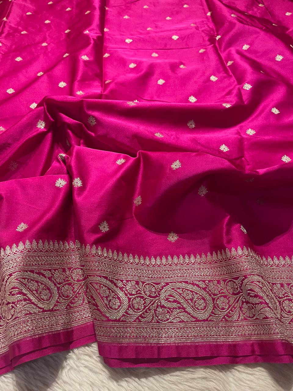SATIN MUSHRO-RANIPINK SAREE