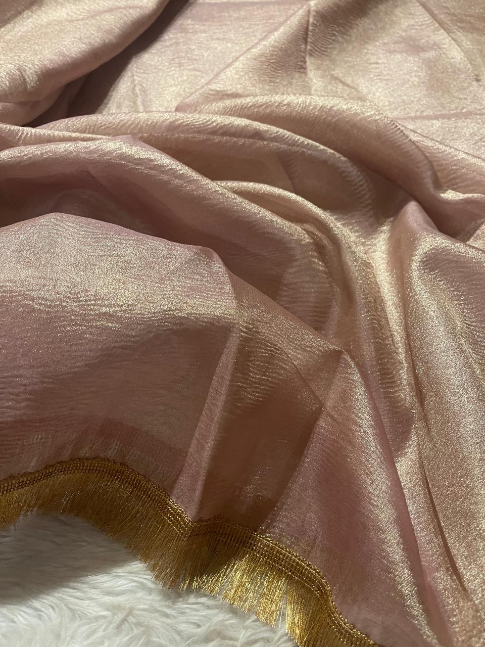 CRUSH LACE-ROSEGOLD SAREE