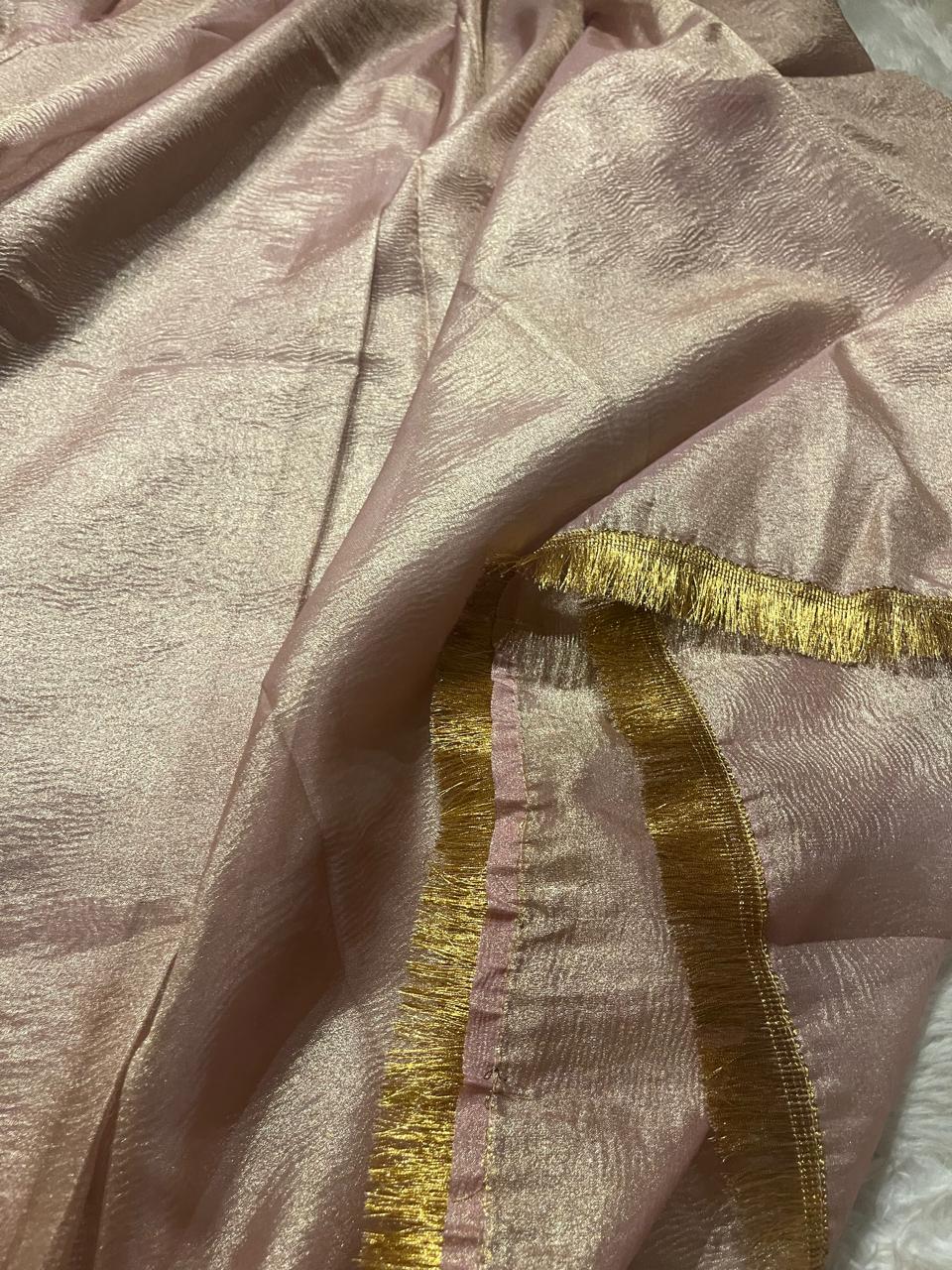 CRUSH LACE-ROSEGOLD SAREE