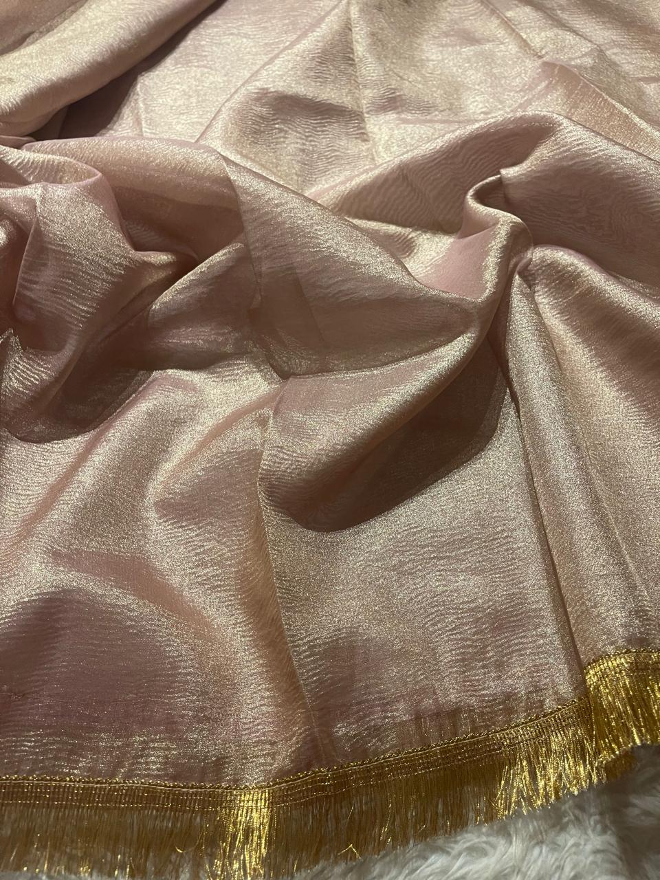 CRUSH LACE-ROSEGOLD SAREE
