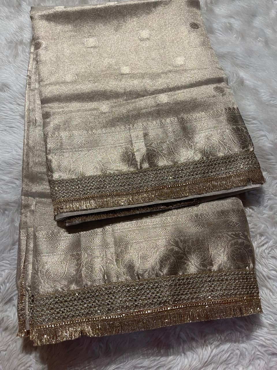 TISSUE LUXE-BEIGE GOLD SAREE