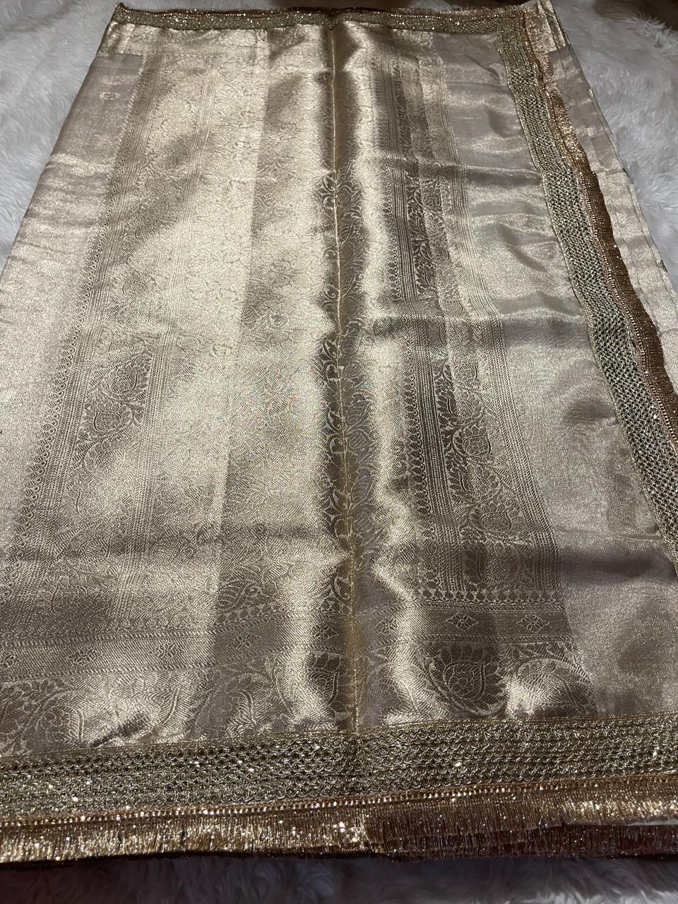 TISSUE LUXE-BEIGE GOLD SAREE