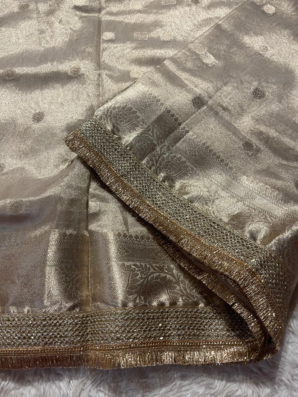 TISSUE LUXE-BEIGE GOLD SAREE