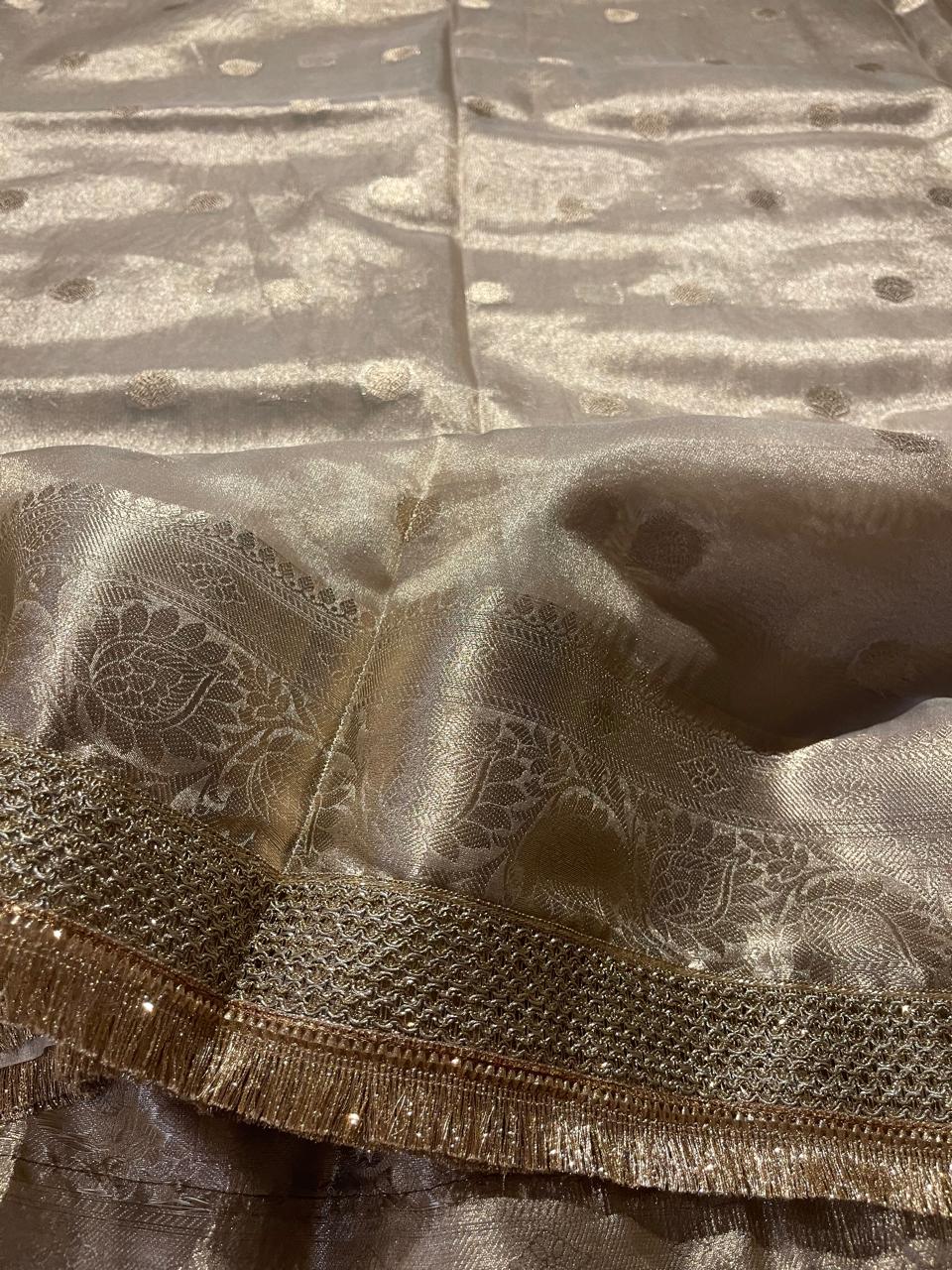 TISSUE LUXE-BEIGE GOLD SAREE