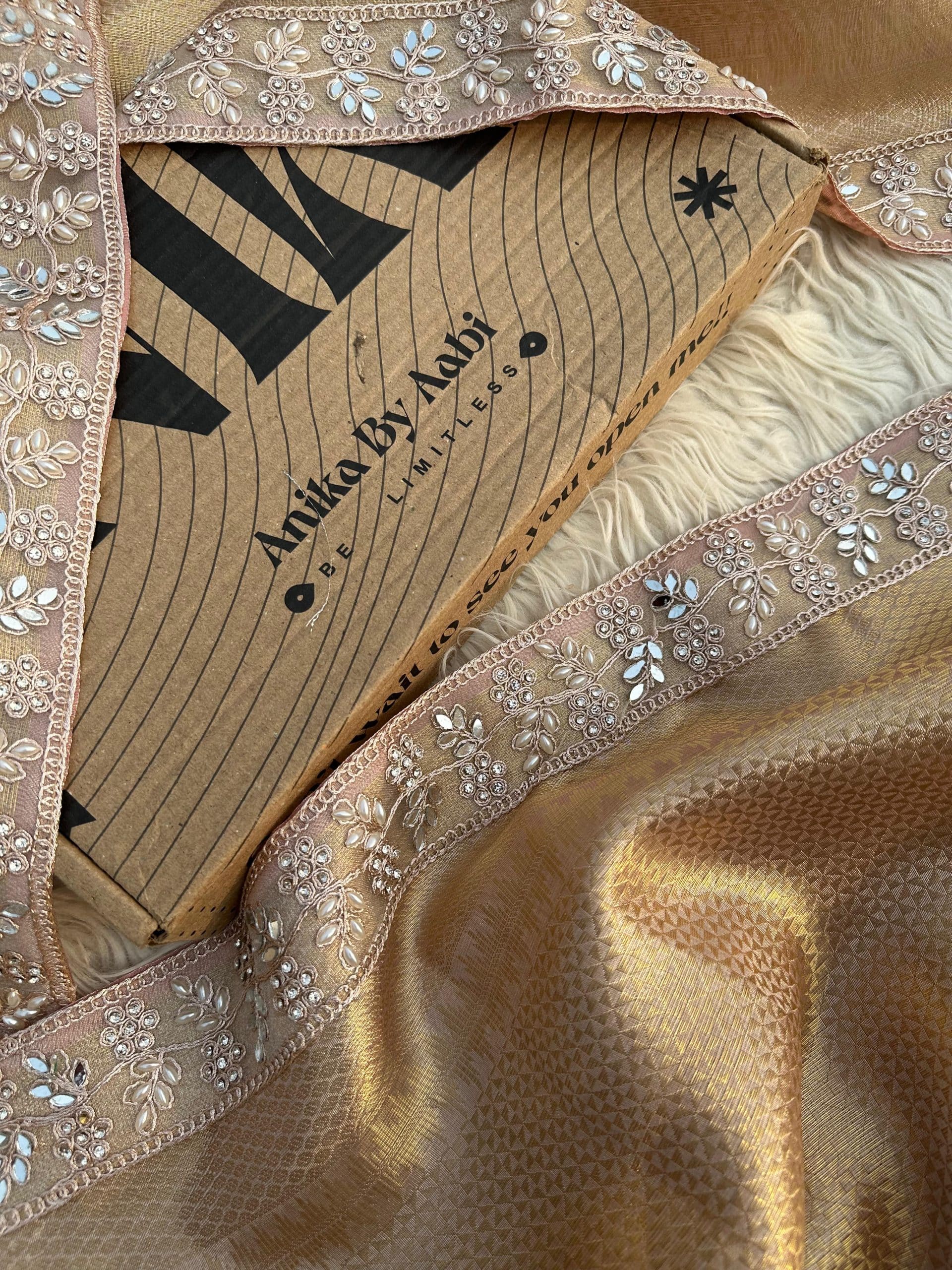 RUSHI-PASTEL PEACH ROSEGOLD SAREE