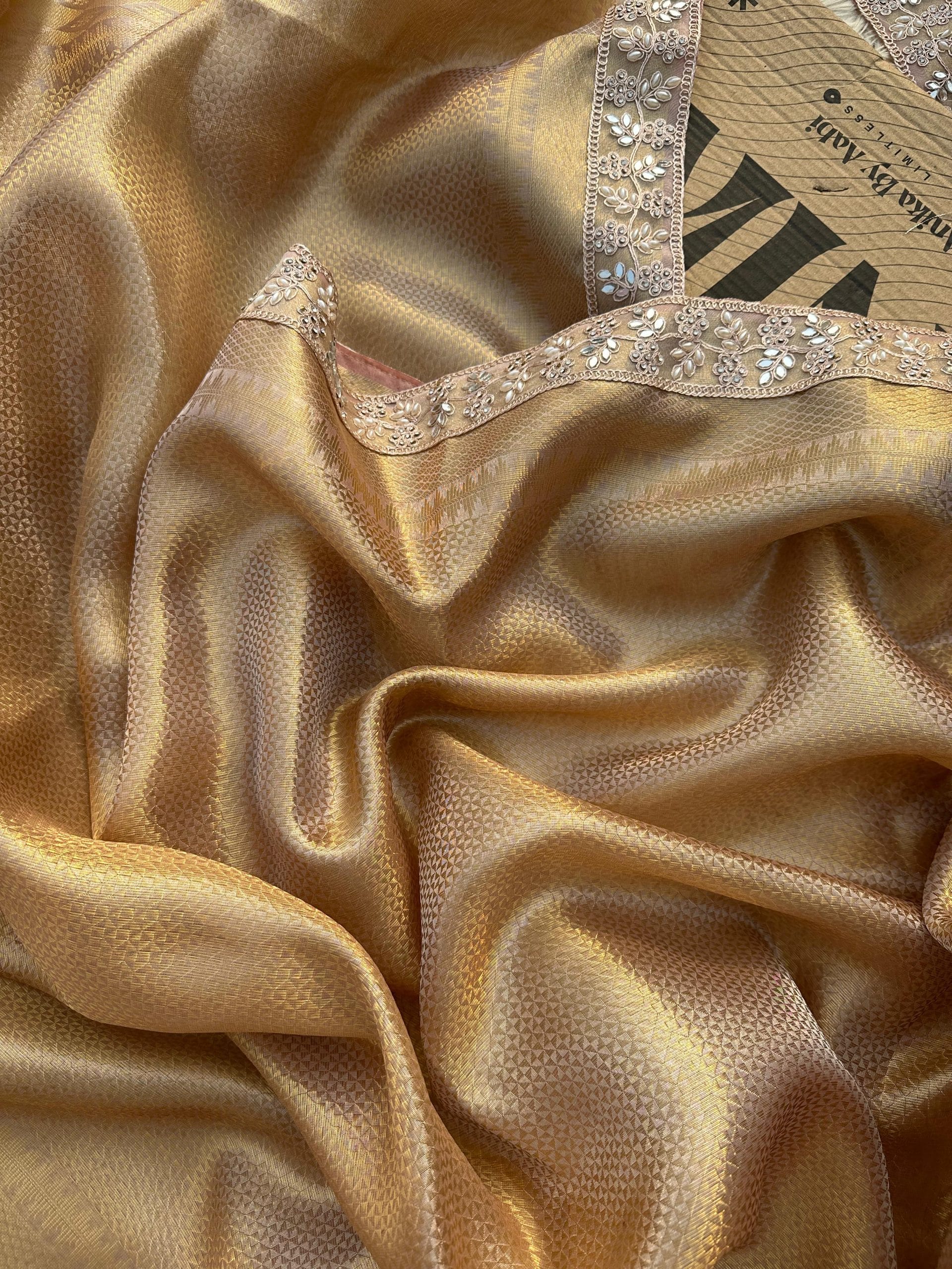 RUSHI-PASTEL PEACH ROSEGOLD SAREE