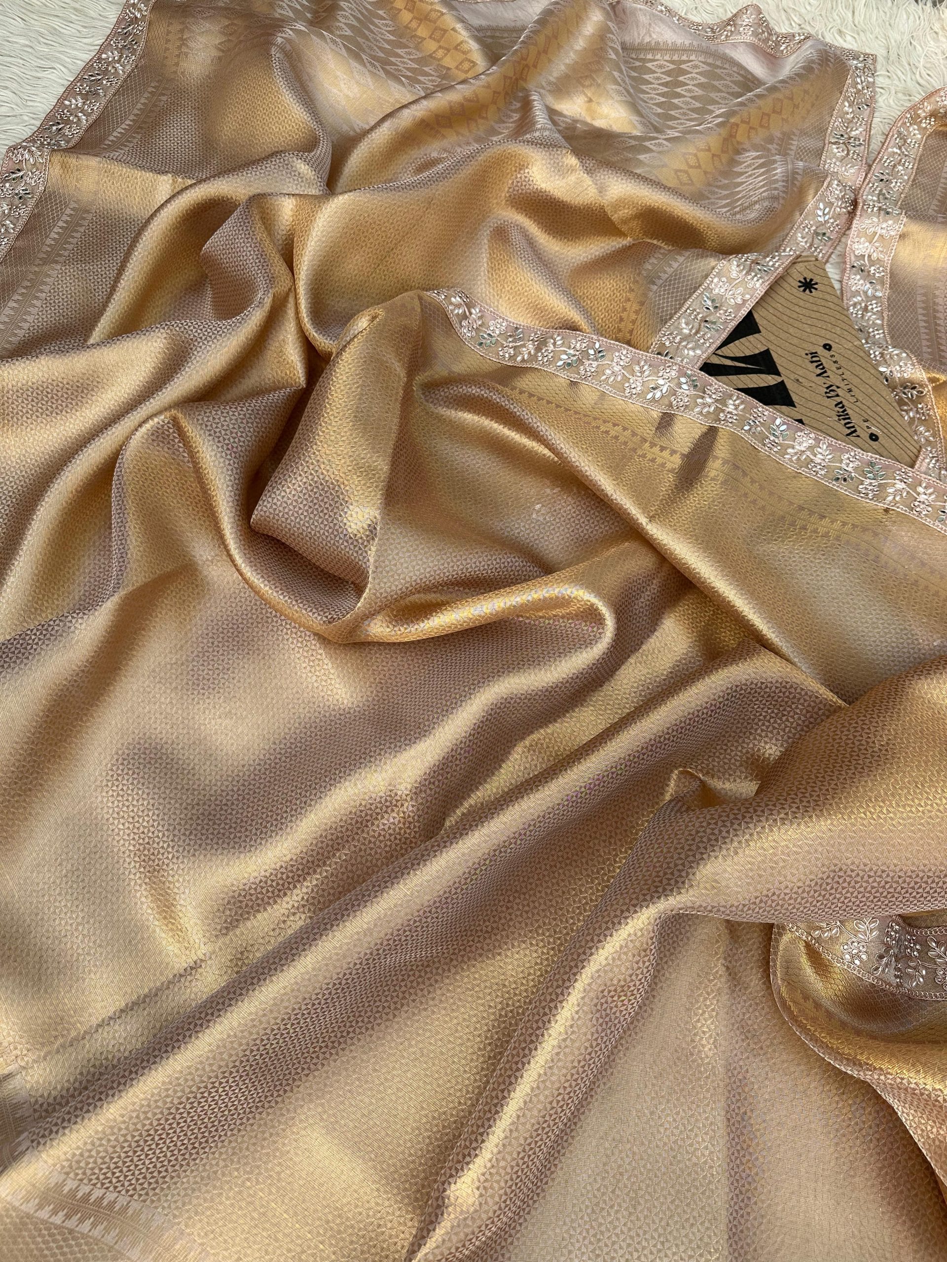 RUSHI-PASTEL PEACH ROSEGOLD SAREE