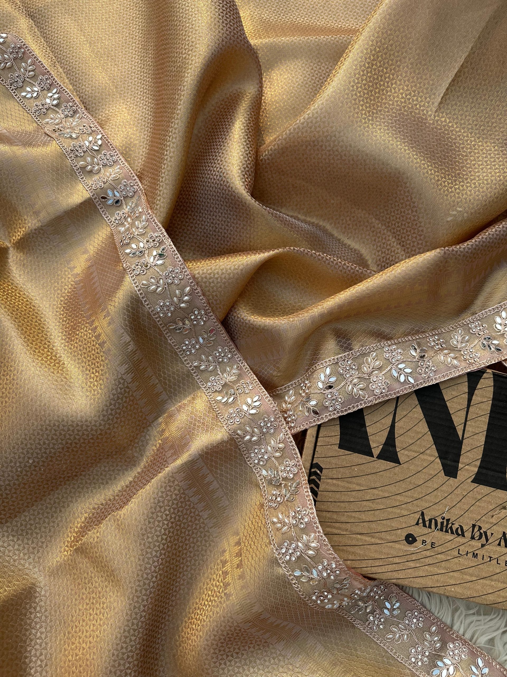 RUSHI-PASTEL PEACH ROSEGOLD SAREE