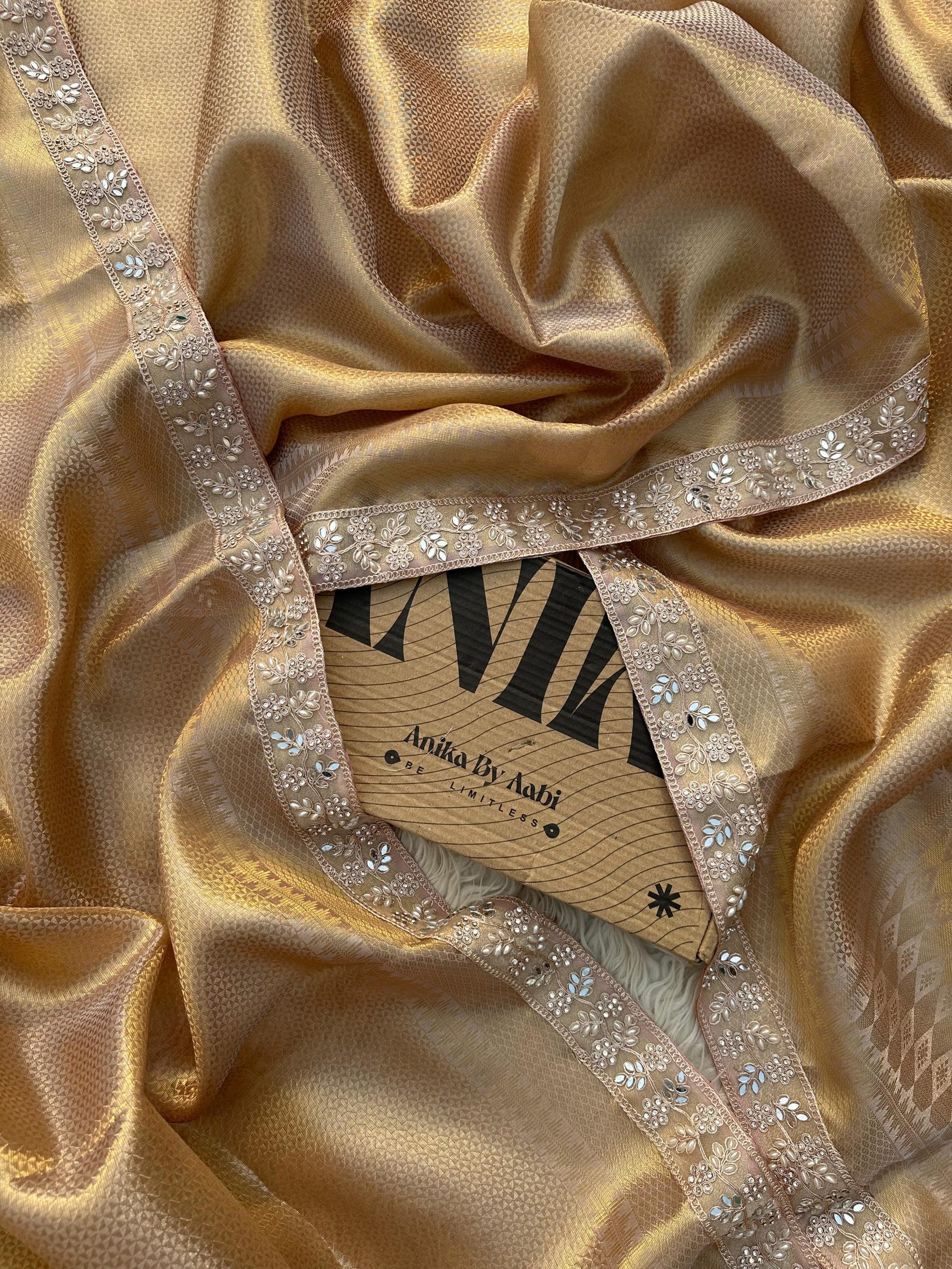 RUSHI-PASTEL PEACH ROSEGOLD SAREE