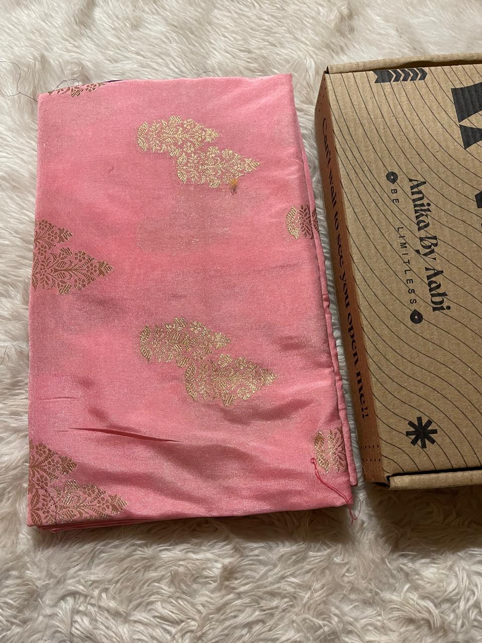 SEMI DUPION SILK SAREES-PASTEL PINK WITH MAGENTA