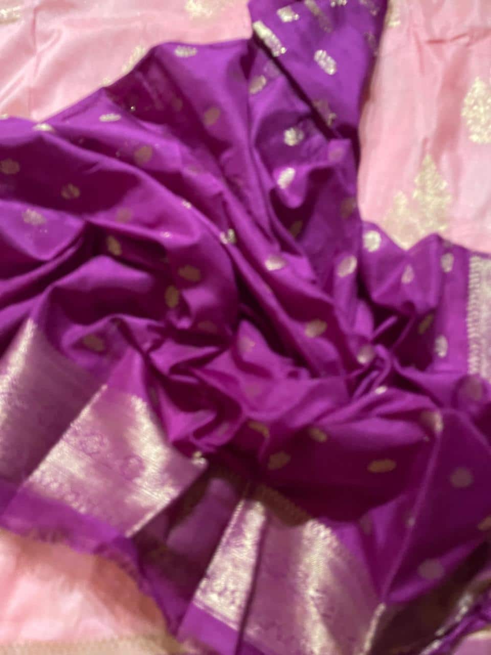 SEMI DUPION SILK SAREES-PASTEL PINK WITH MAGENTA