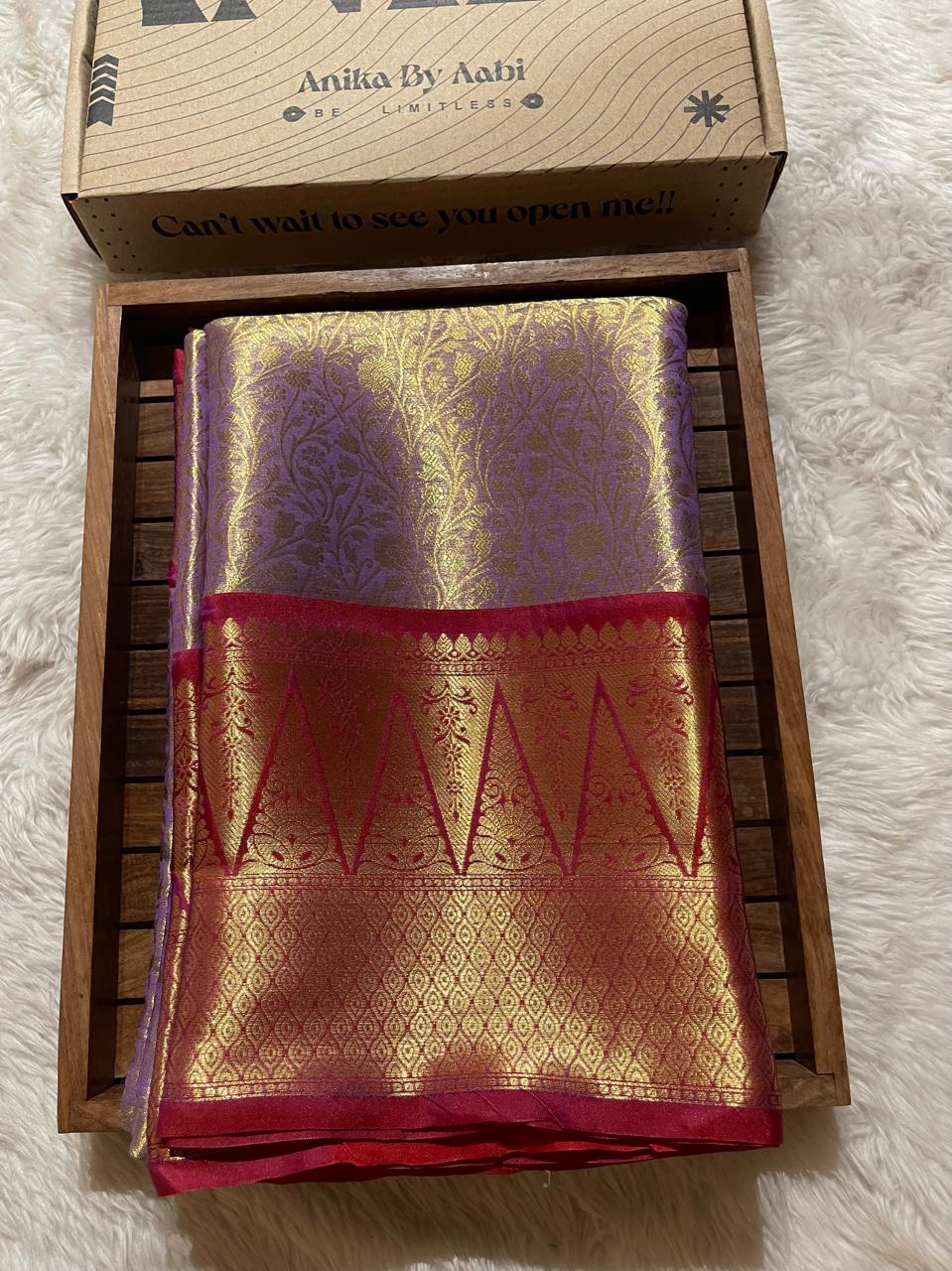 TEMPLE TISSUE-PURPLE SAREE