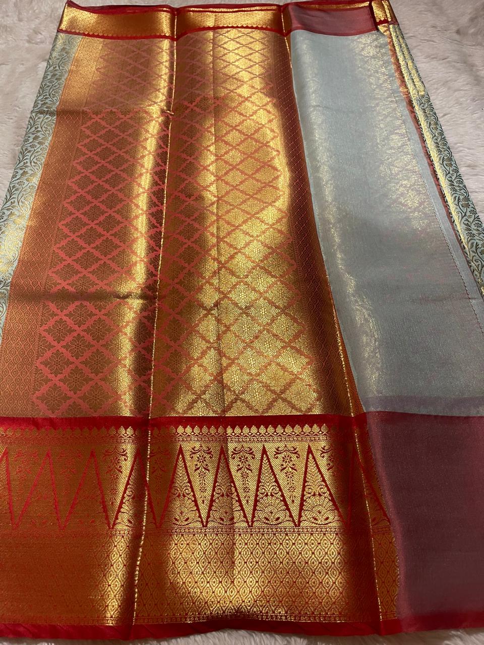 TEMPLE TISSUE-TEAL SAREE